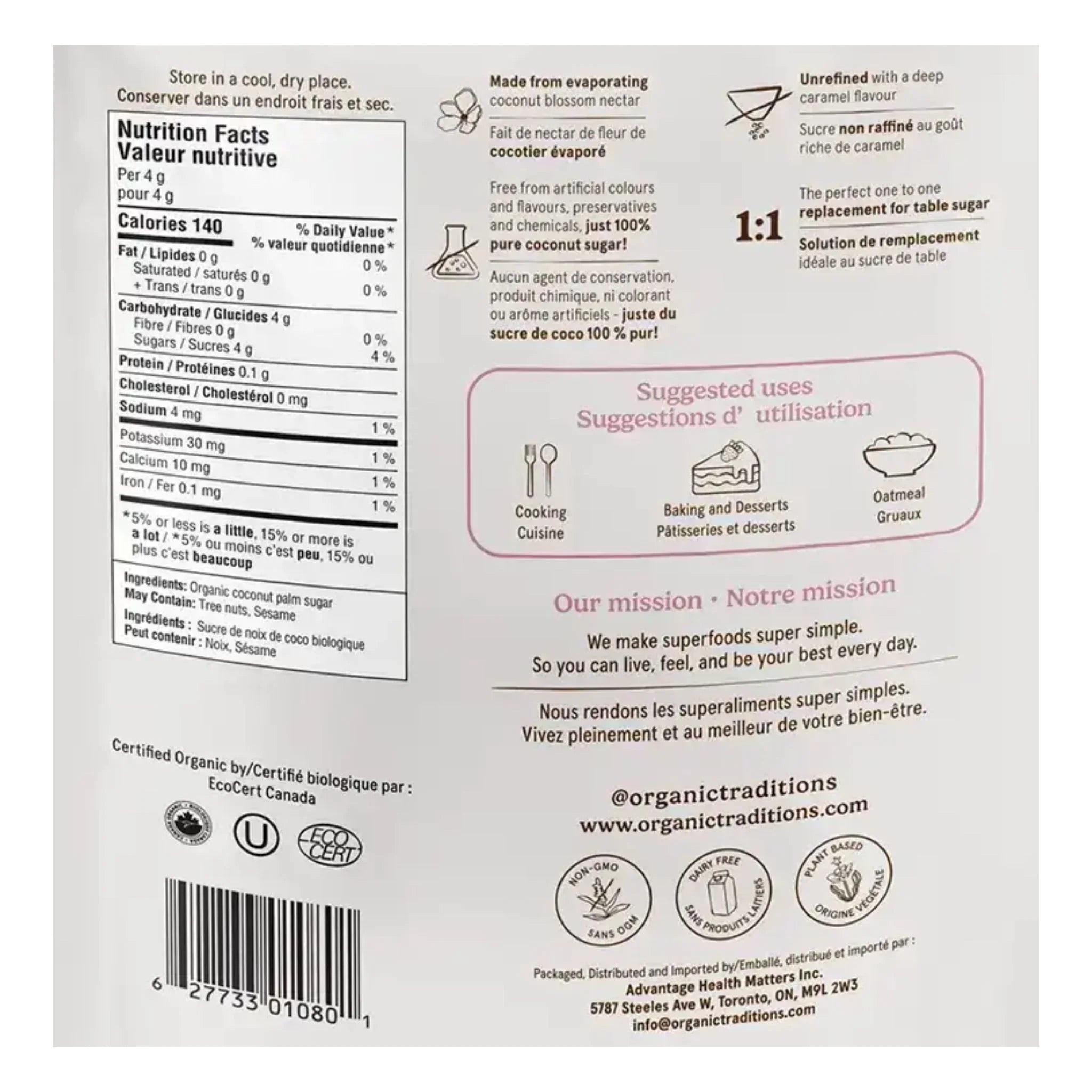 Organic Traditions Coconut Palm Sugar - 227g