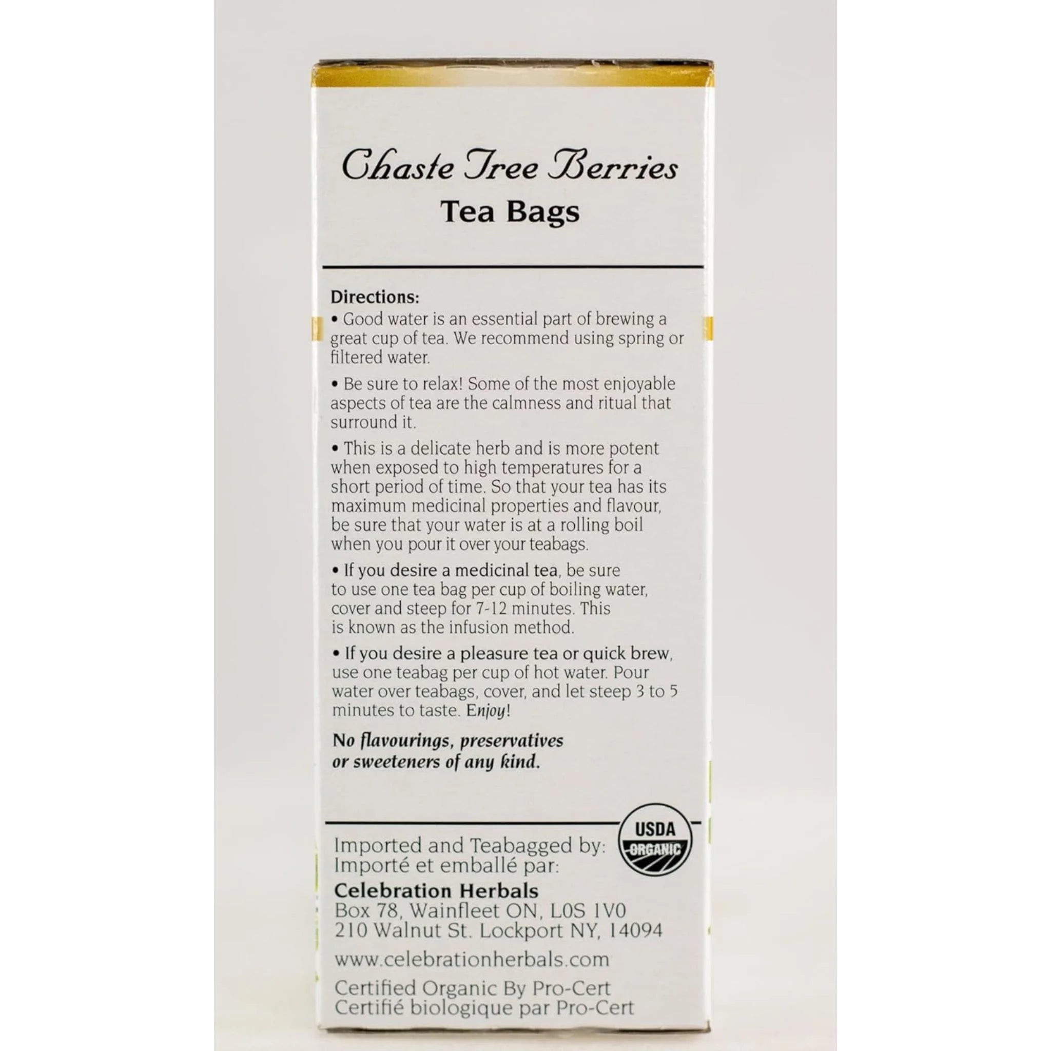 Celebration Herbals Organic Chaste Tree Berries Tea 24 bags - Nature's Source Inc