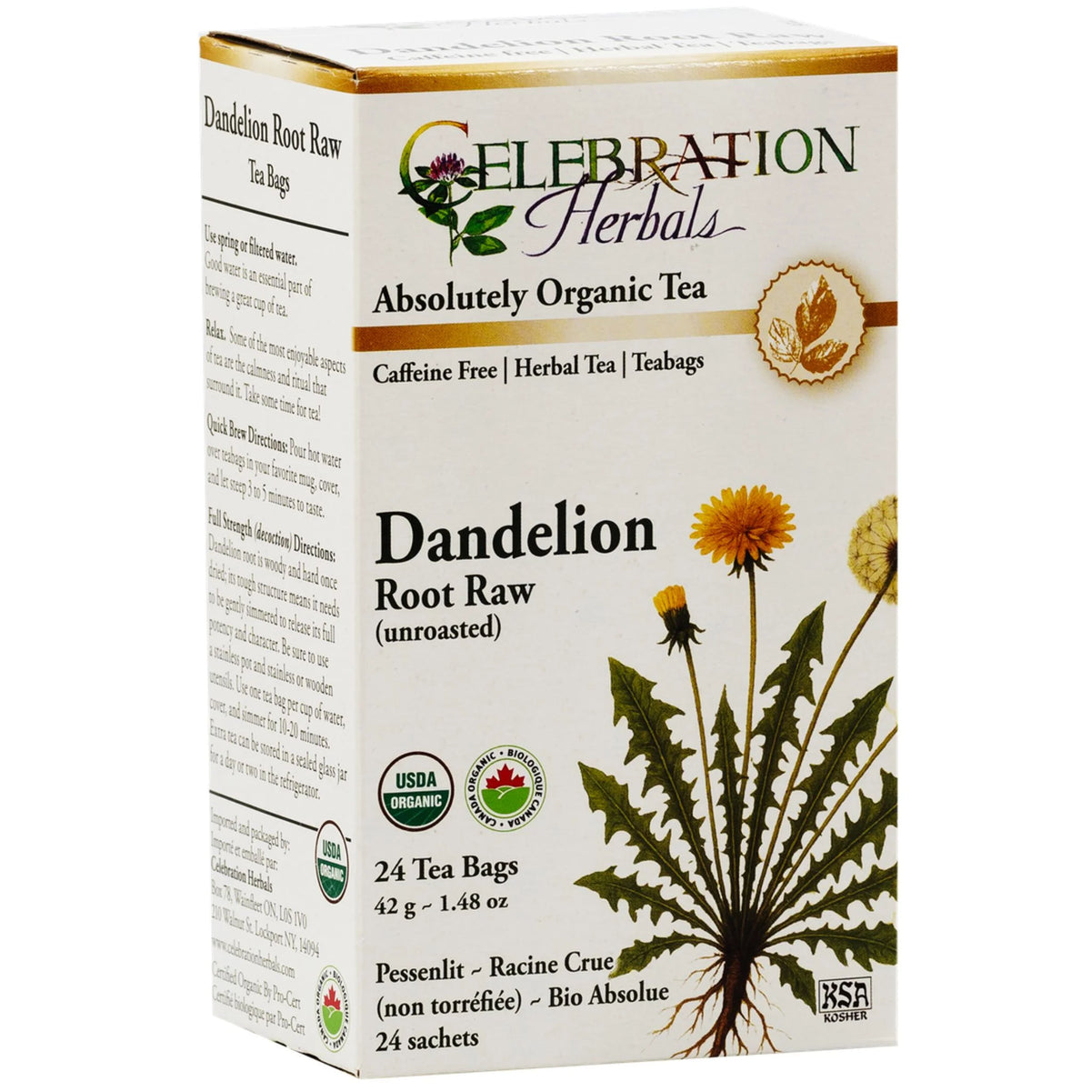 Celebration Herbals Organic Dandelion Root Raw Tea 24 bags