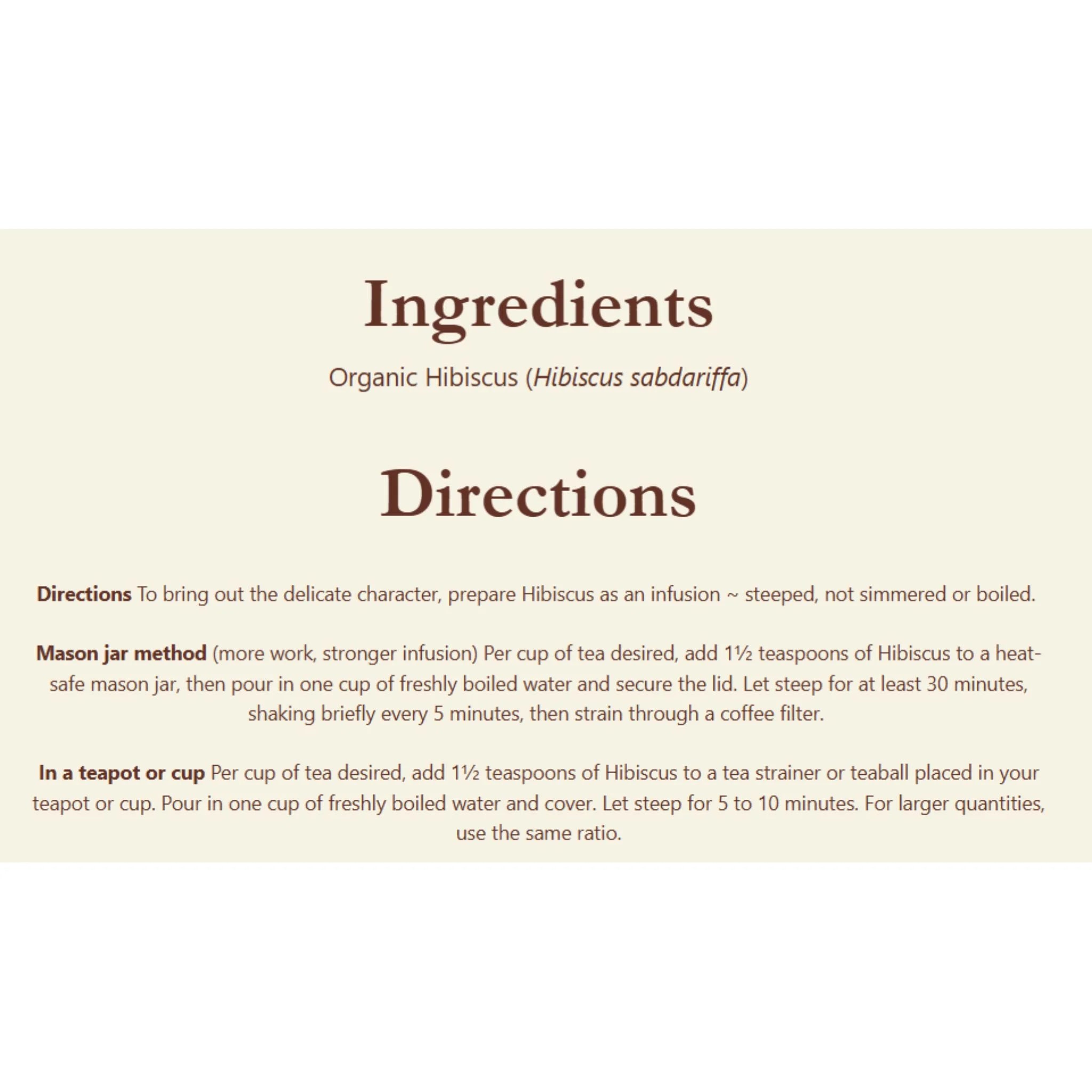 Celebration Herbals Organic Hibiscus Flowers Loose Tea 24 bags