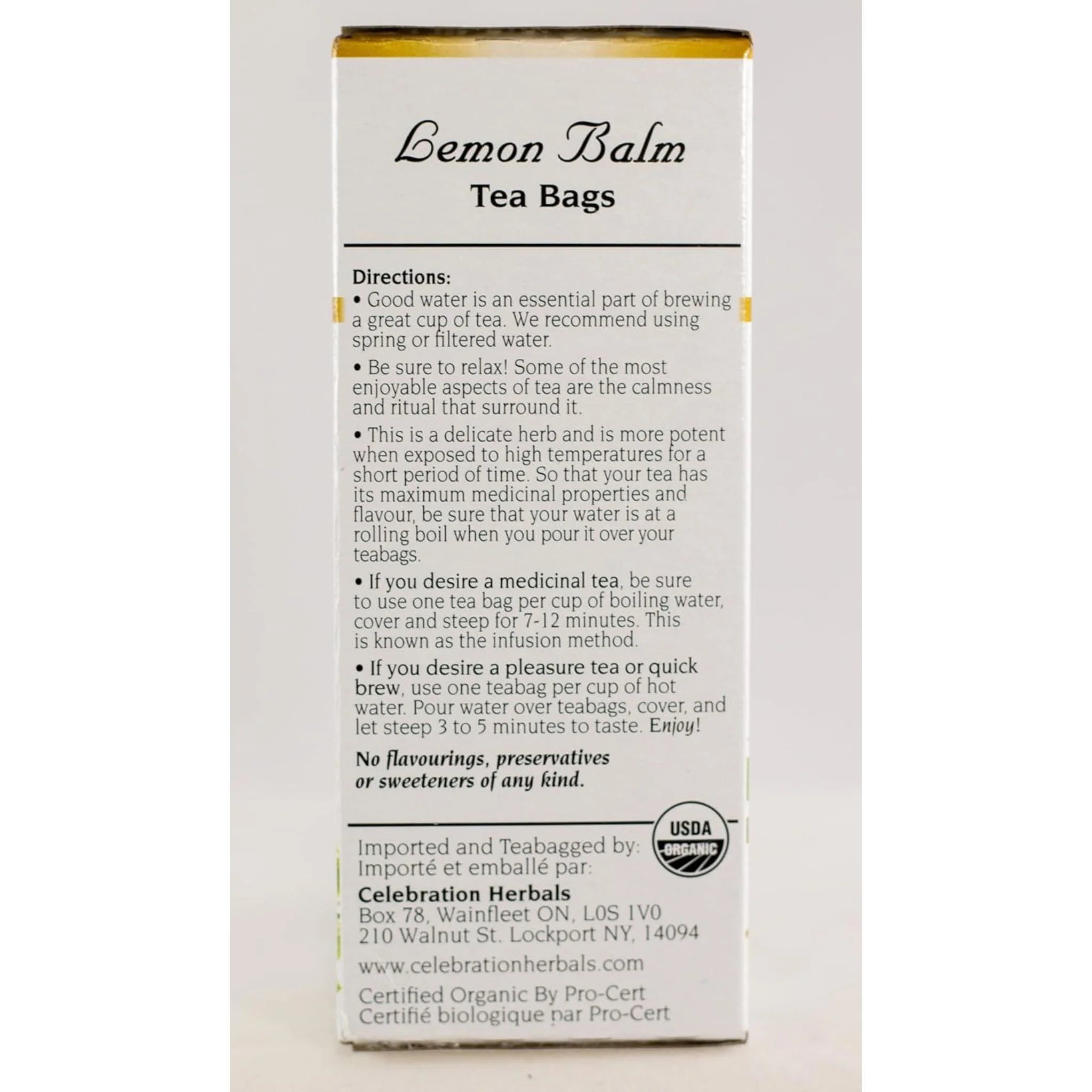 Celebration Herbals Organic Lemon Balm Herb Tea 24 bags