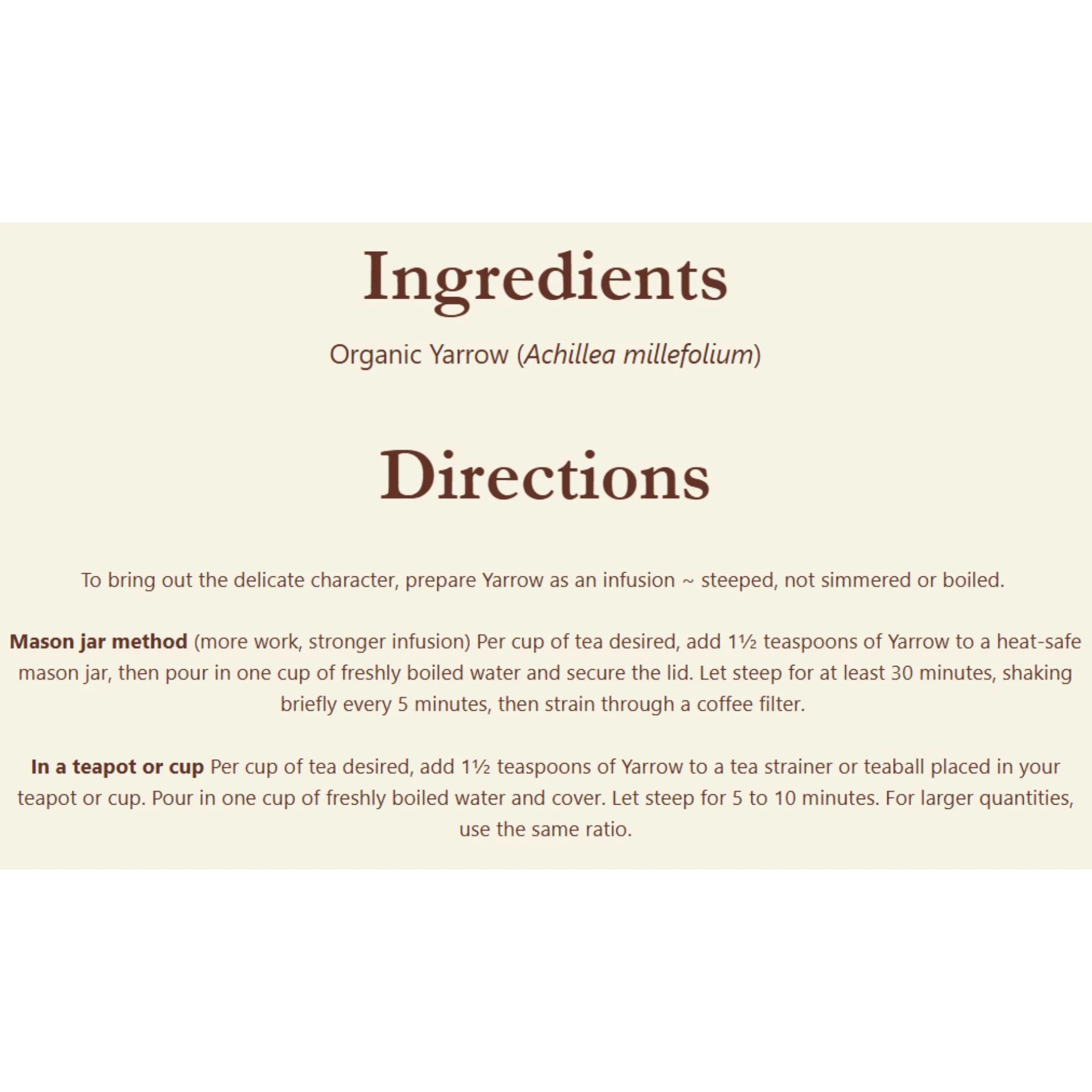 Celebration Herbals Organic Yarrow Leaf & Flower Loose Tea 40g