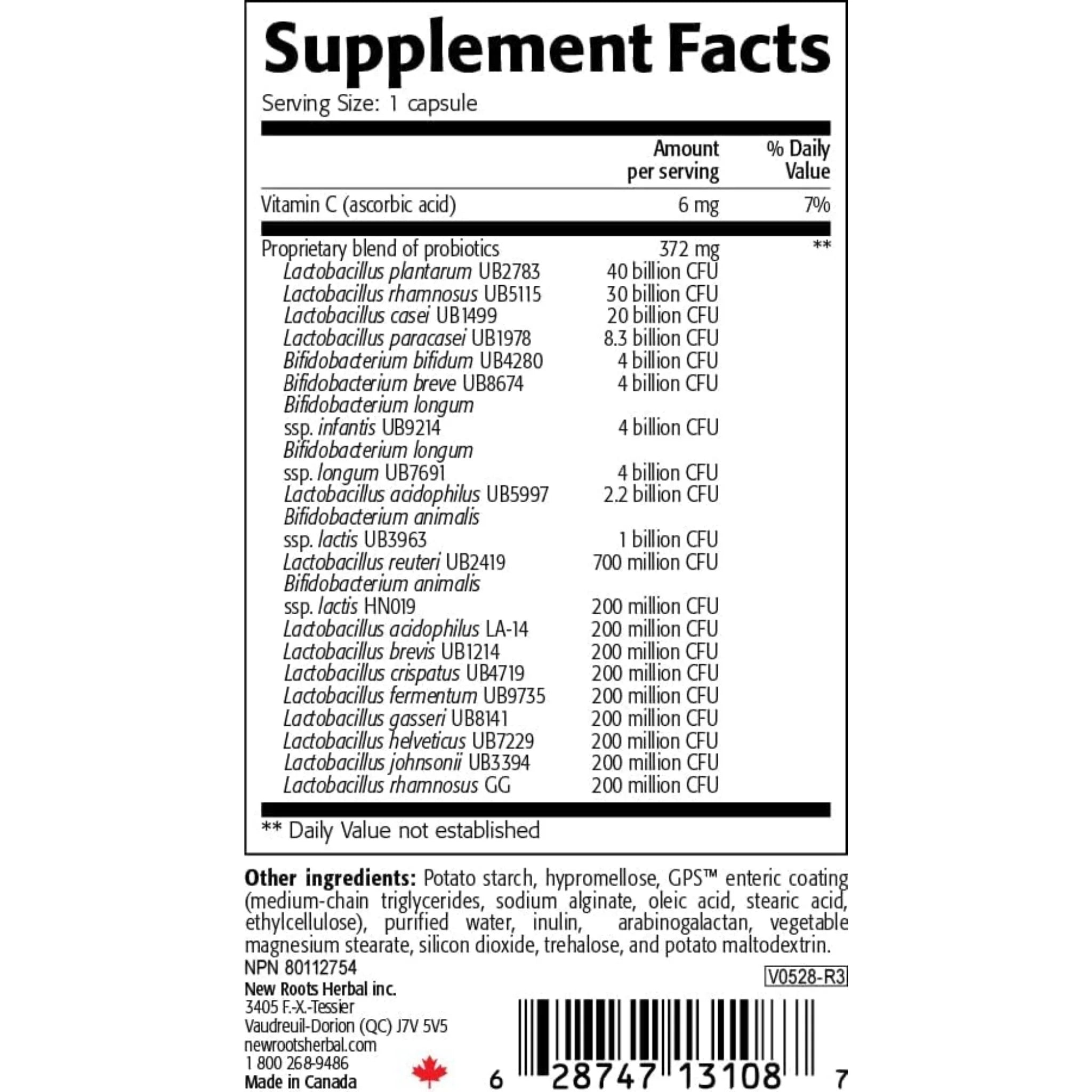 New Roots Herbal Probiotics Recovery 30Caps - Nature's Source Inc