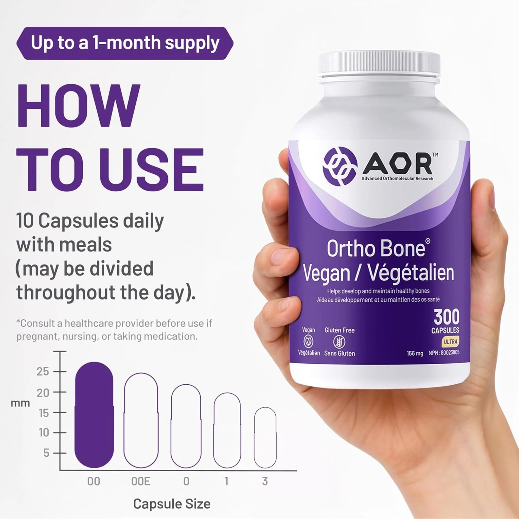 AOR Ortho Bone Vegan 300 Veg-Caps - Nature's Source Inc