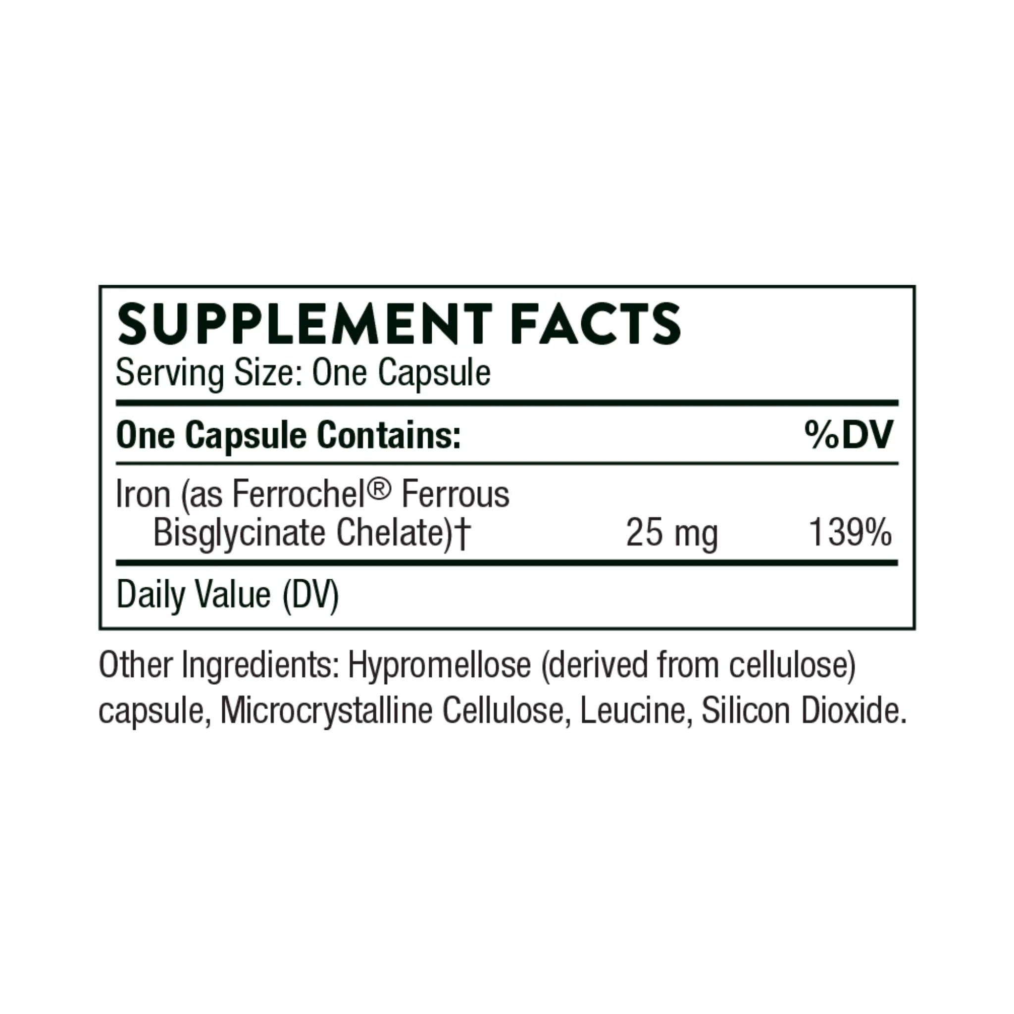 Thorne Iron Bisglycinate 60 Veg-Caps - Nature's Source Inc