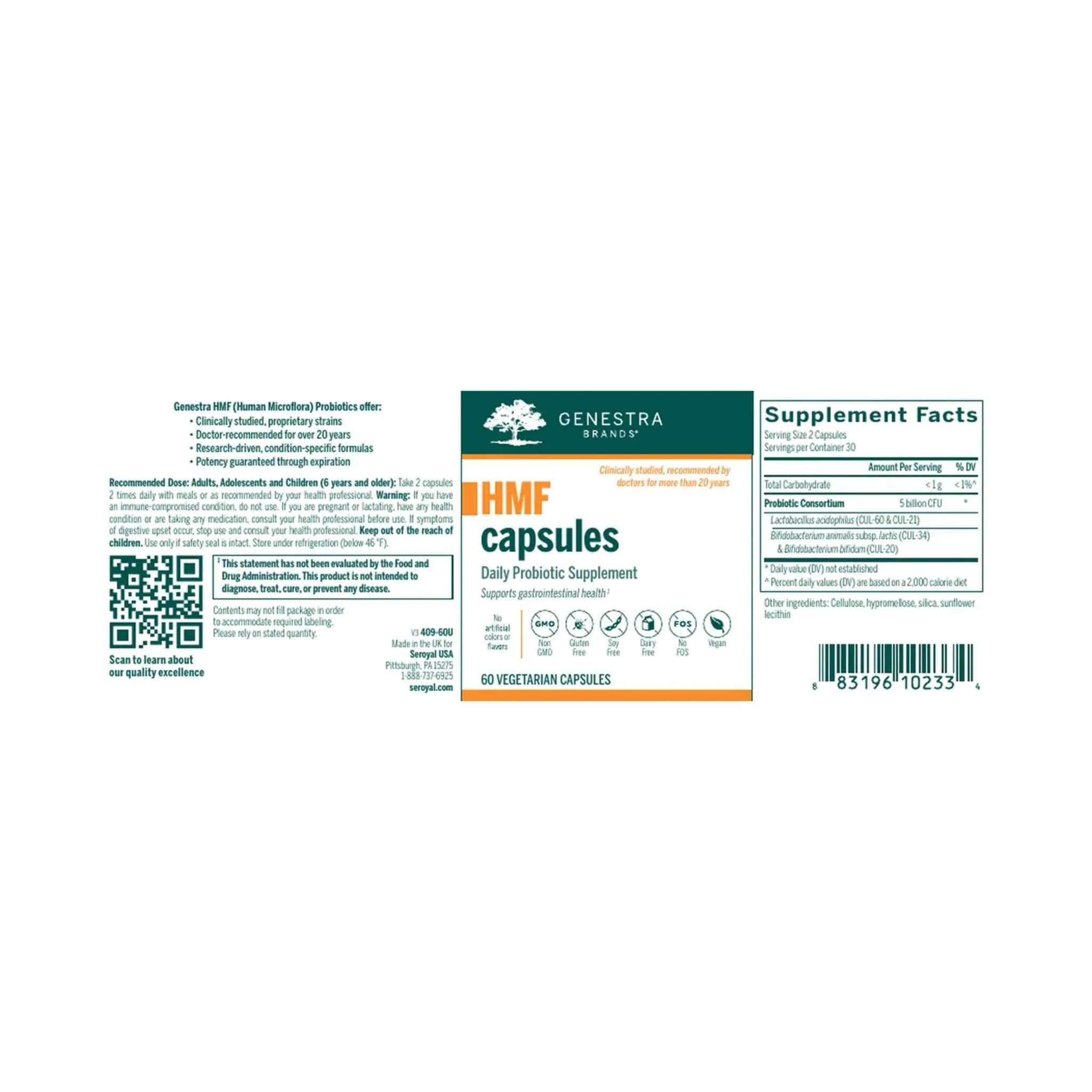 Genestra Brands HMF Probiotic 60 Vegan Caps - Nature's Source Inc