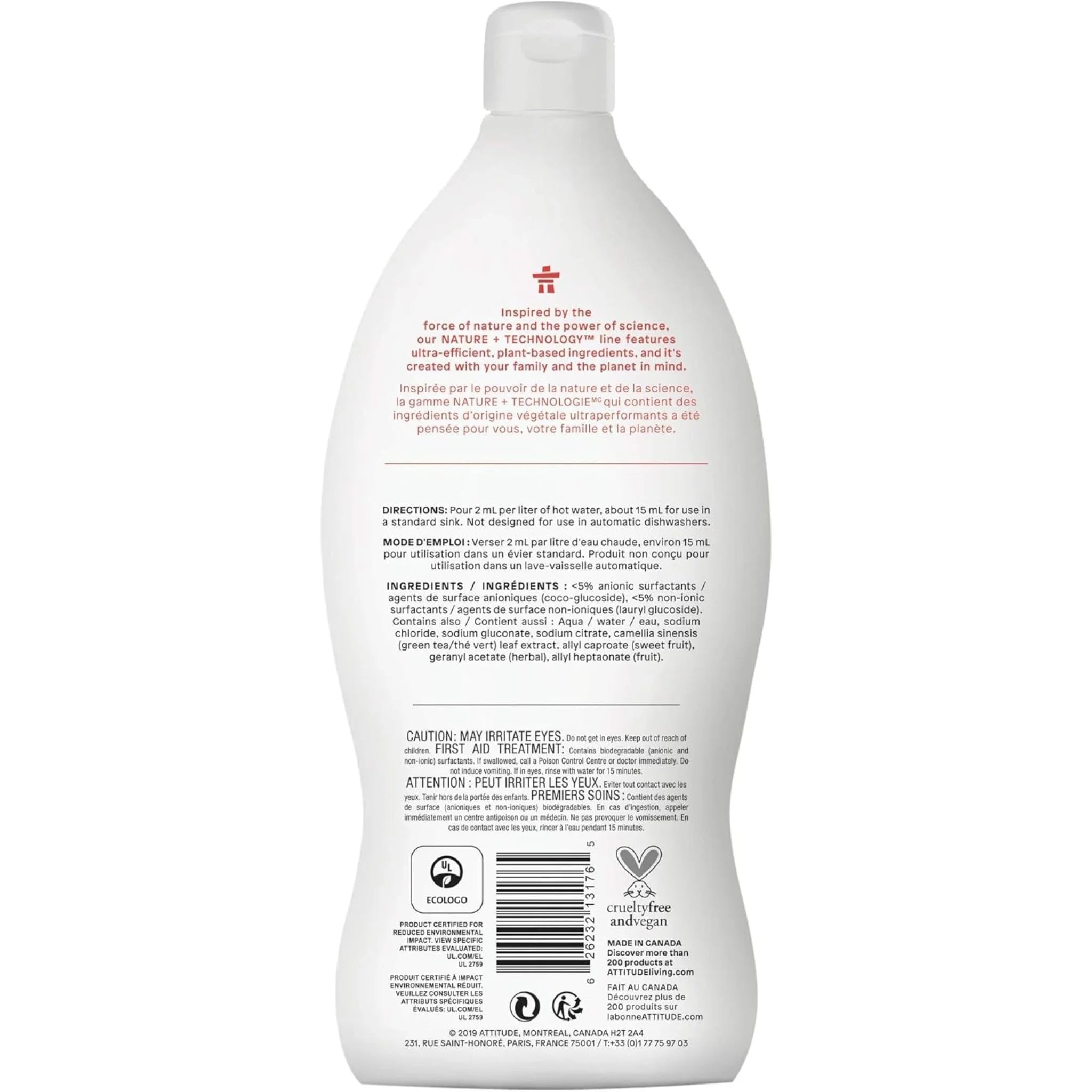 Attitude Dishwashing Liquid Pink Grapefruit 700ml