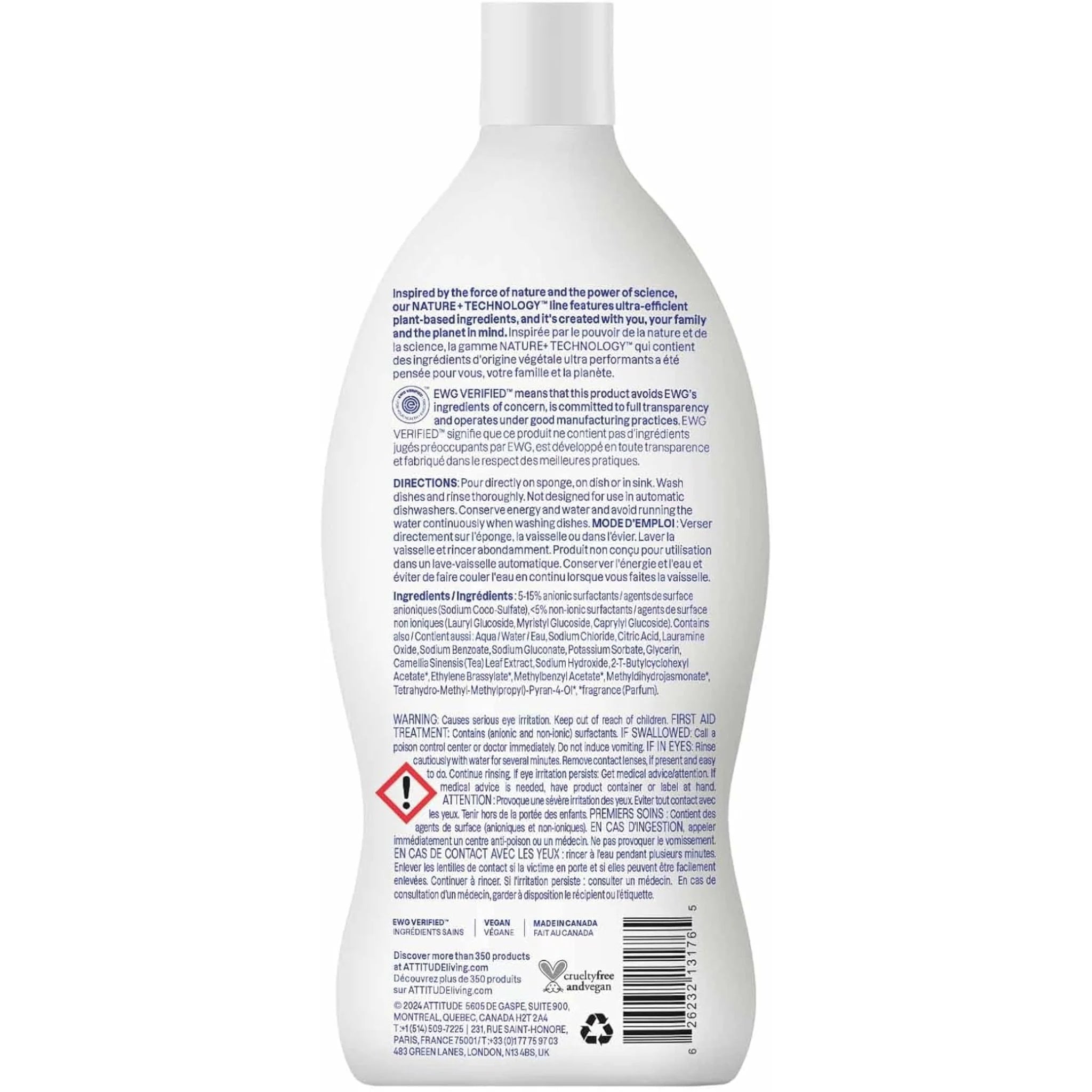 Attitude Dishwashing Liquid Pink Grapefruit 700ml