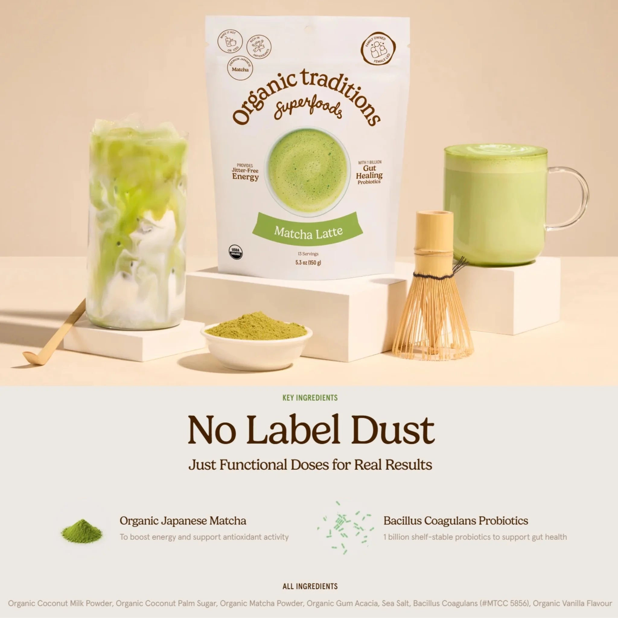 Organic Traditions Matcha Latte with Probiotics - 150g