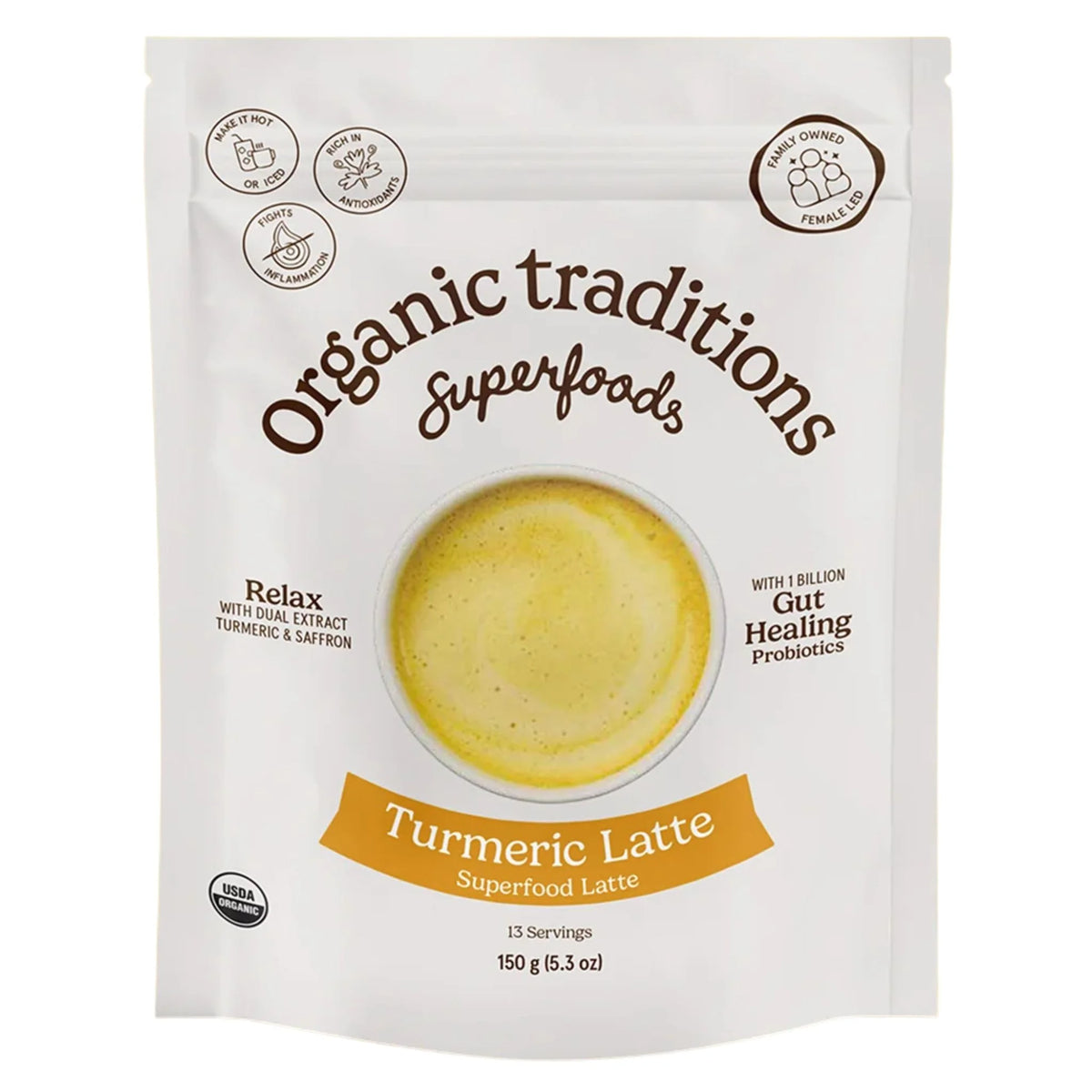 Organic Traditions Turmeric Latte with Saffron and Probiotics - 150g