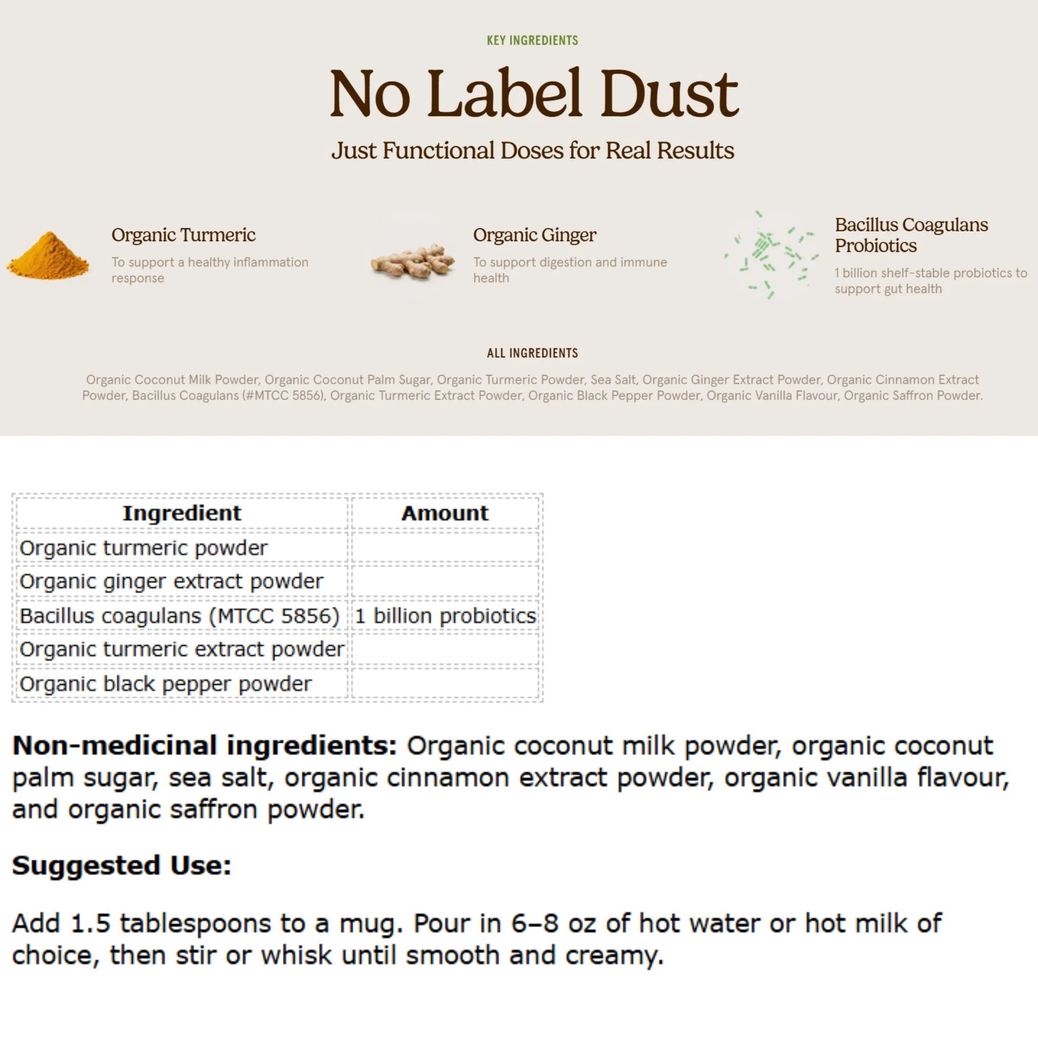 Organic Traditions Turmeric Latte with Saffron and Probiotics - 150g