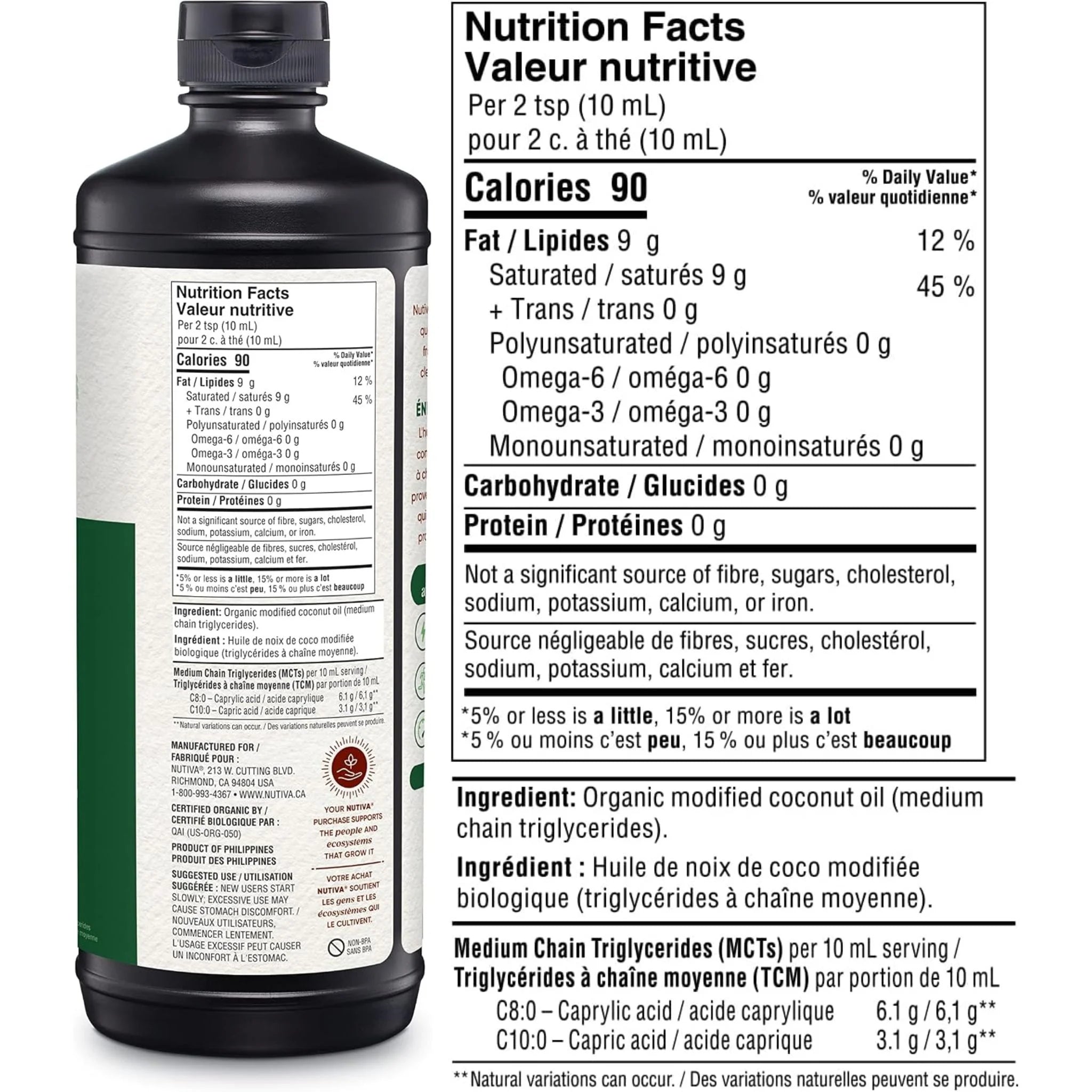 Nutiva Organic Liquid MCT Coconut Oil, Clean Keto Fuel, 946ml