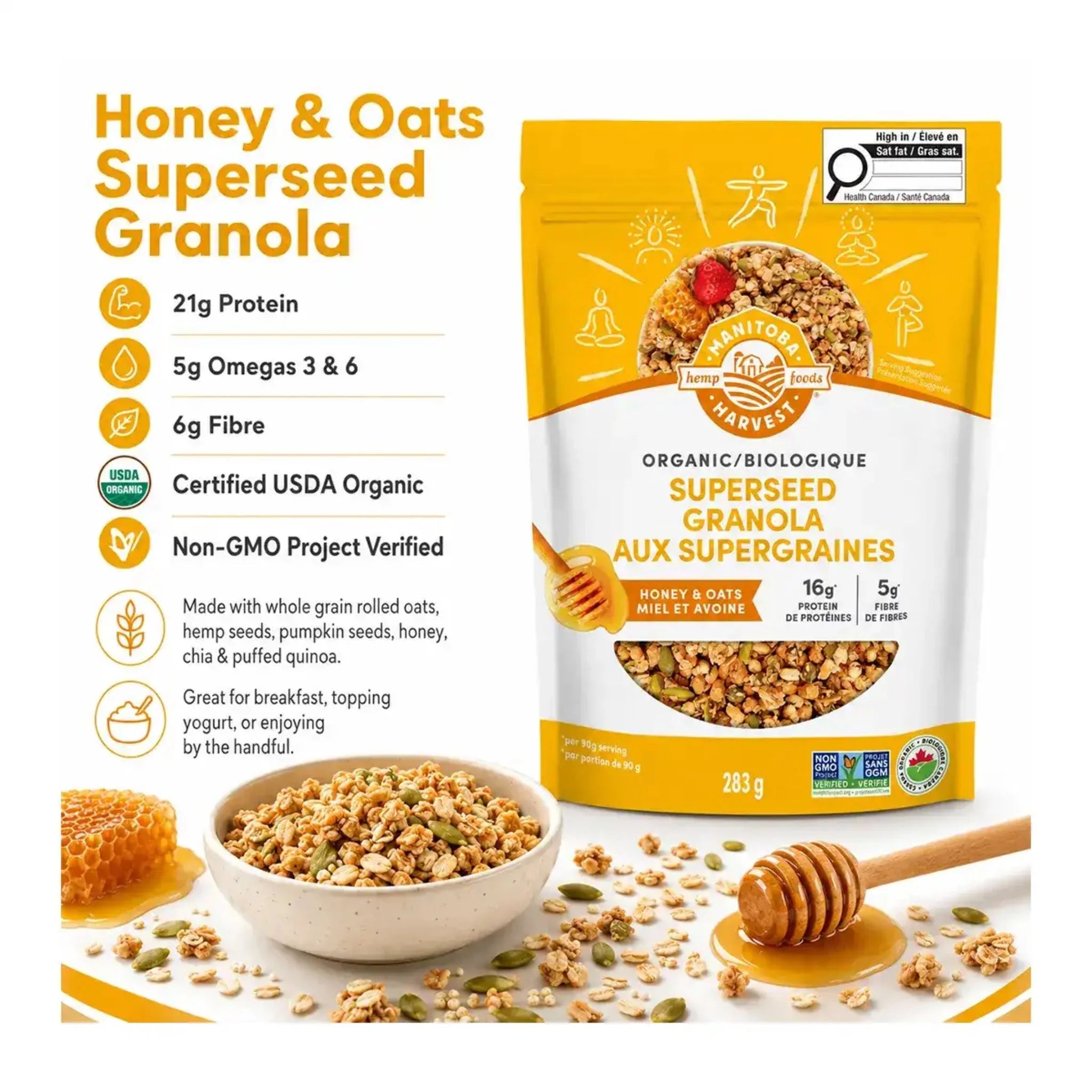Manitoba Harvest Hemp Yeah! Granola Honey & Oats 283g
