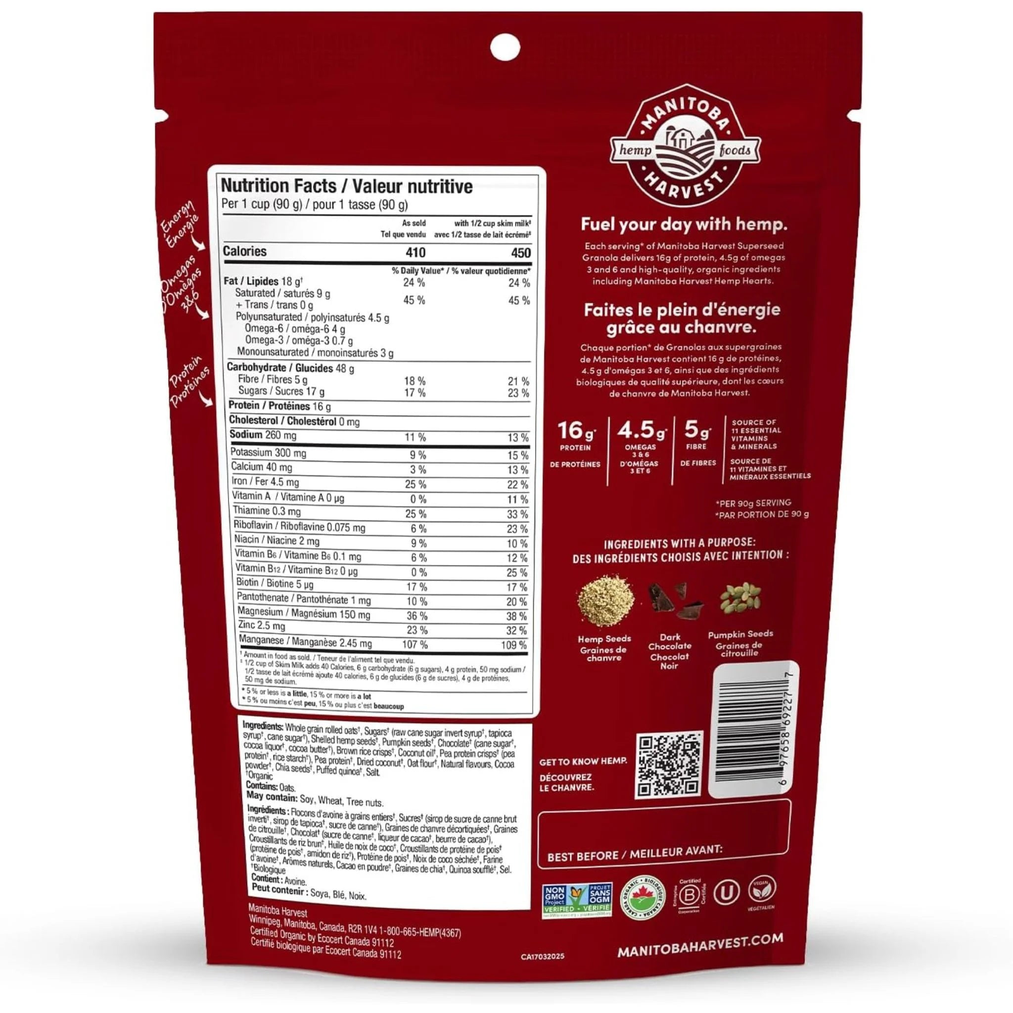 Manitoba Harvest Hemp Yeah! Granola, Dark Chocolate (283g)