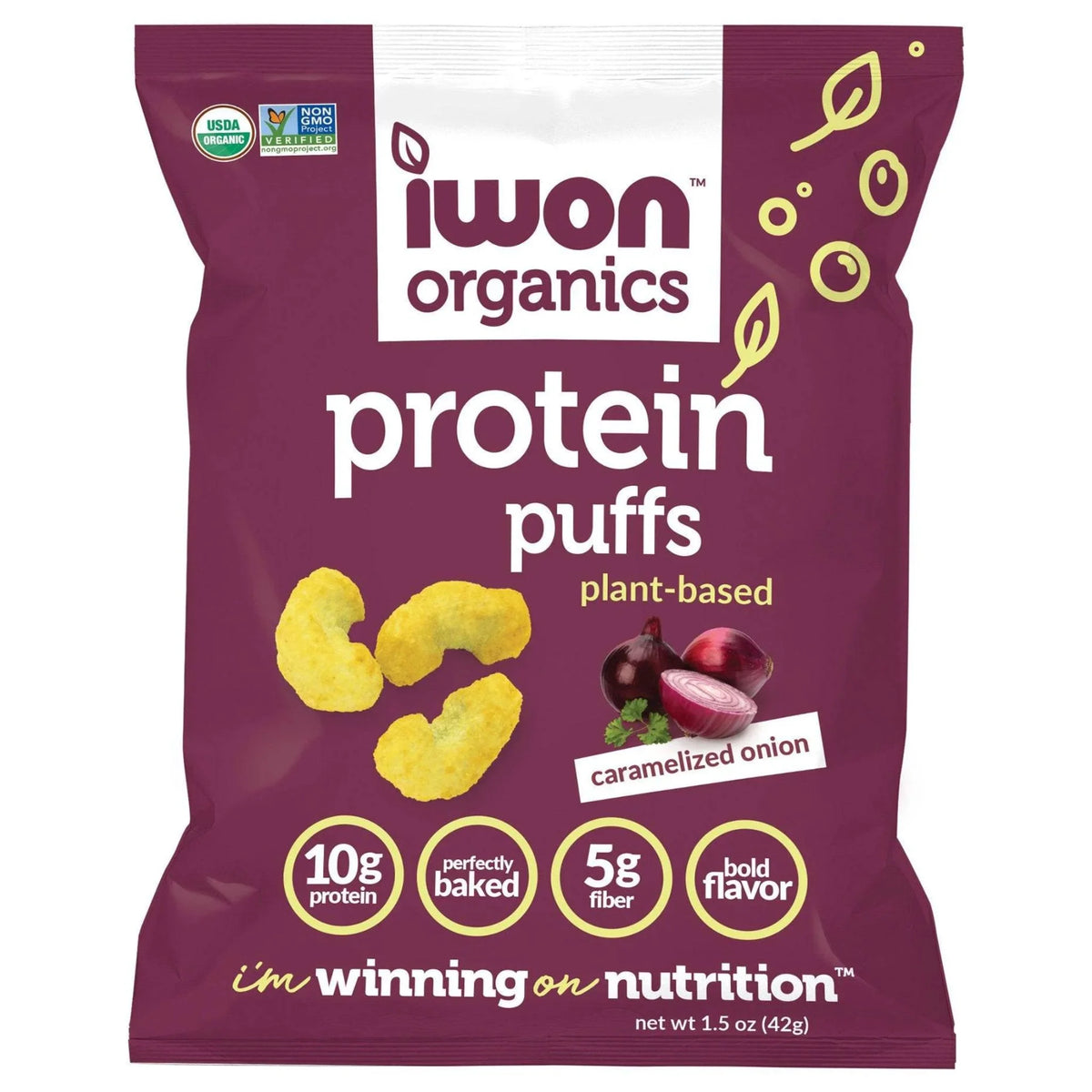 iWon Organics Caramelized Onion Protein Puffs 42g