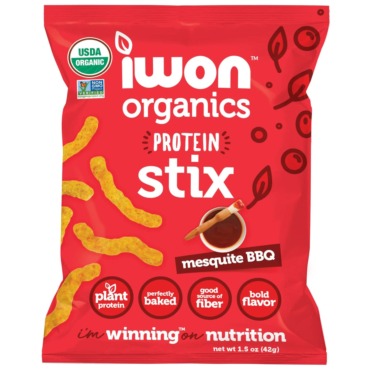 iWon Organics Mesquite BBQ Plant-Based Protein Stix 42g