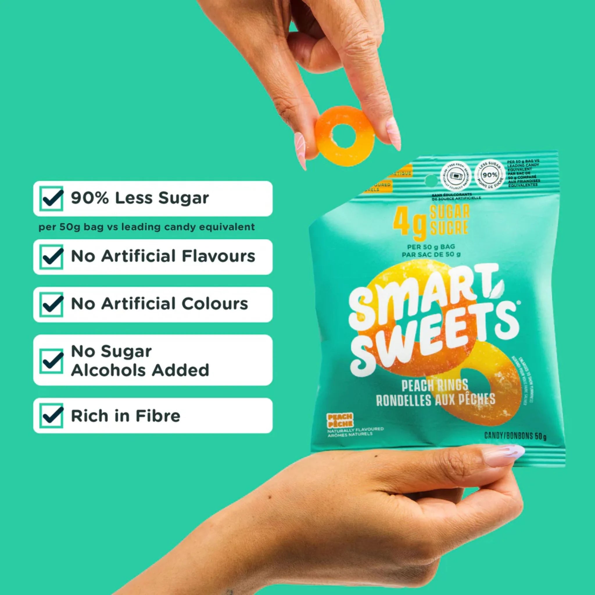 SmartSweet's Peach Rings Vegan Candy 50g