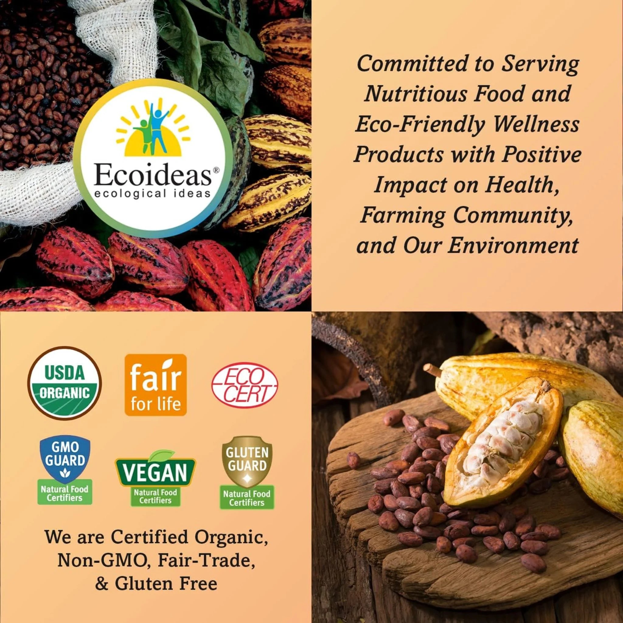 Ecoideas Organic Fair Trade Cacao Powder - 227g