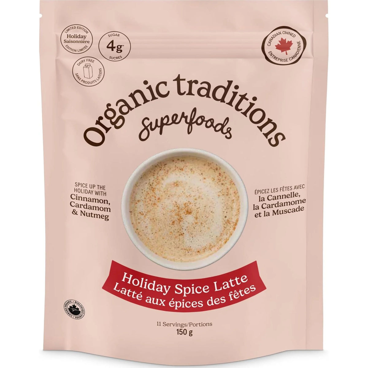 Organic Traditions Holiday Spice Latte Instant Mix - 150g