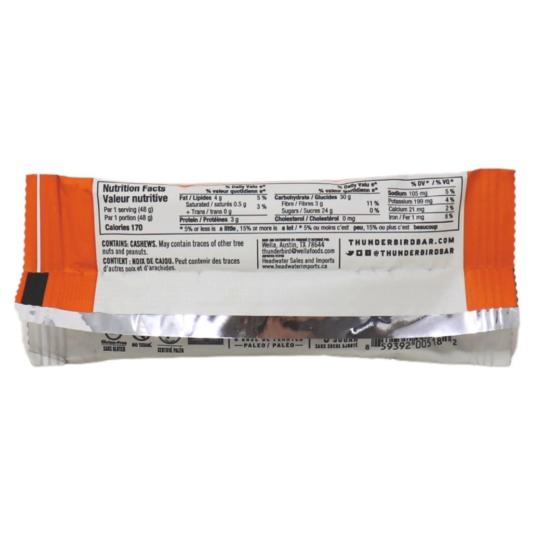Thunderbird Bar Cashew Fig Carrot 48g