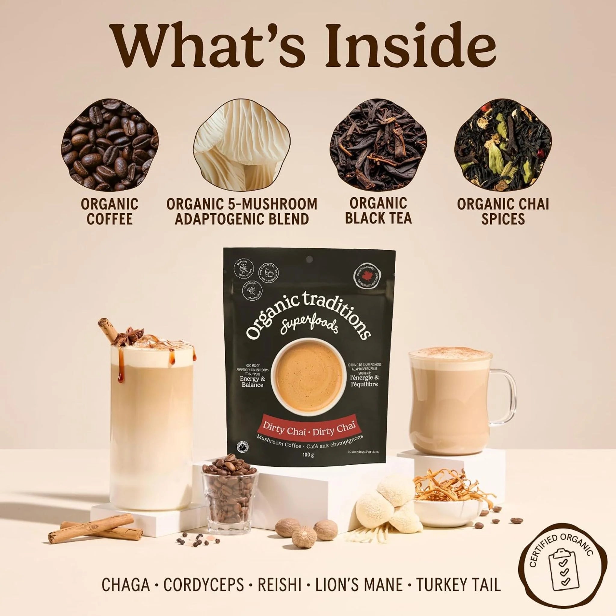 Organic Traditions Dirty Chai Coffee 100g
