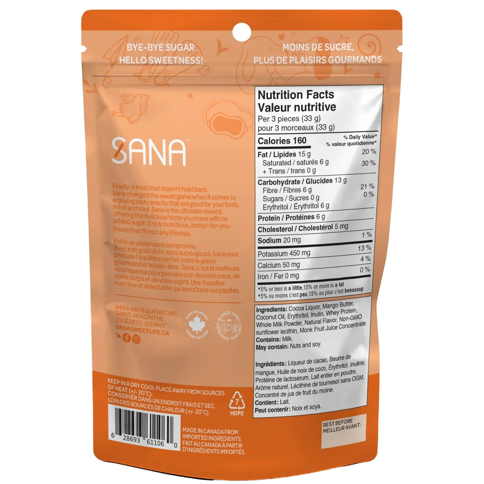 Sana Dark Chocolaty Bites Orange 100g