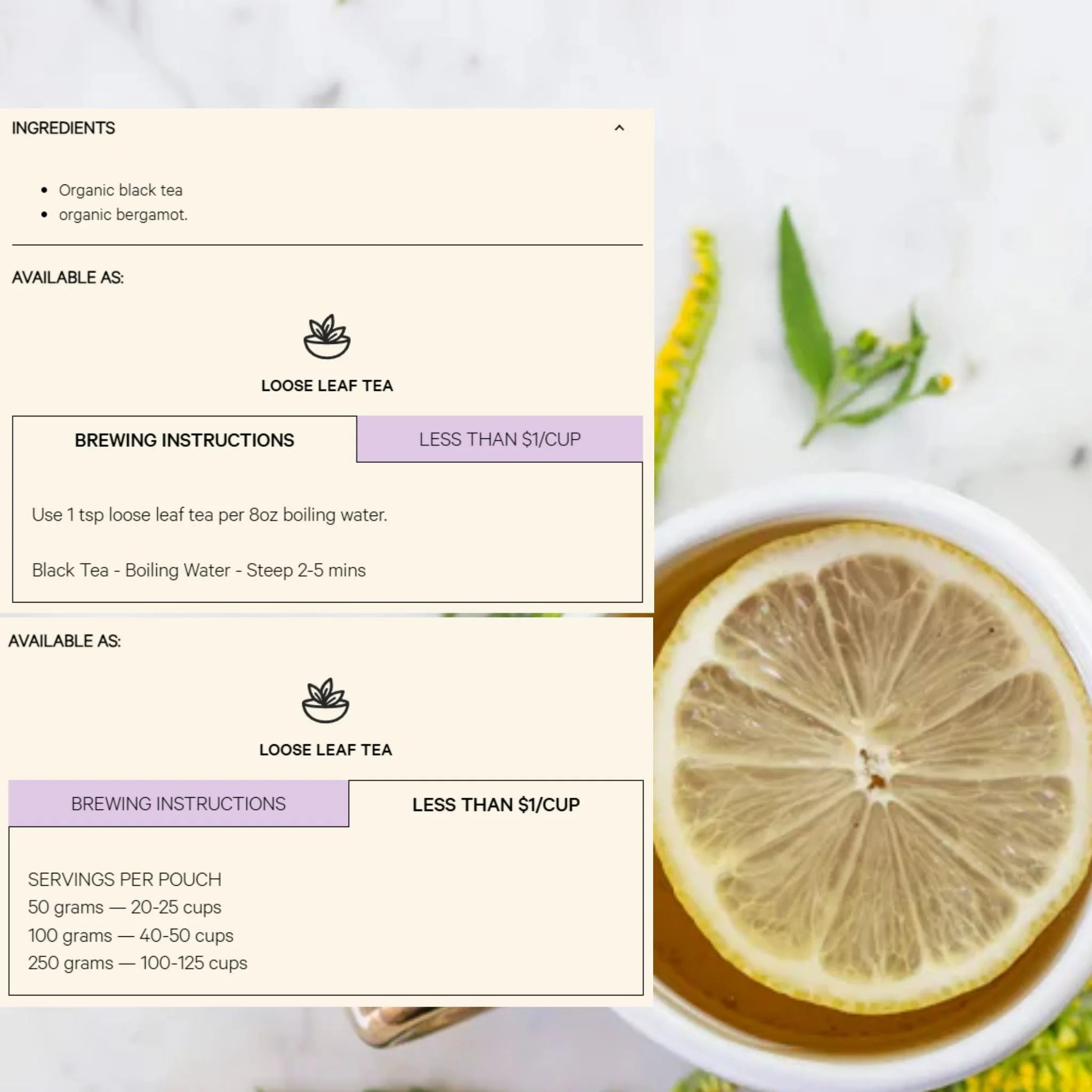 Tealish Earl Grey Tea 15ct