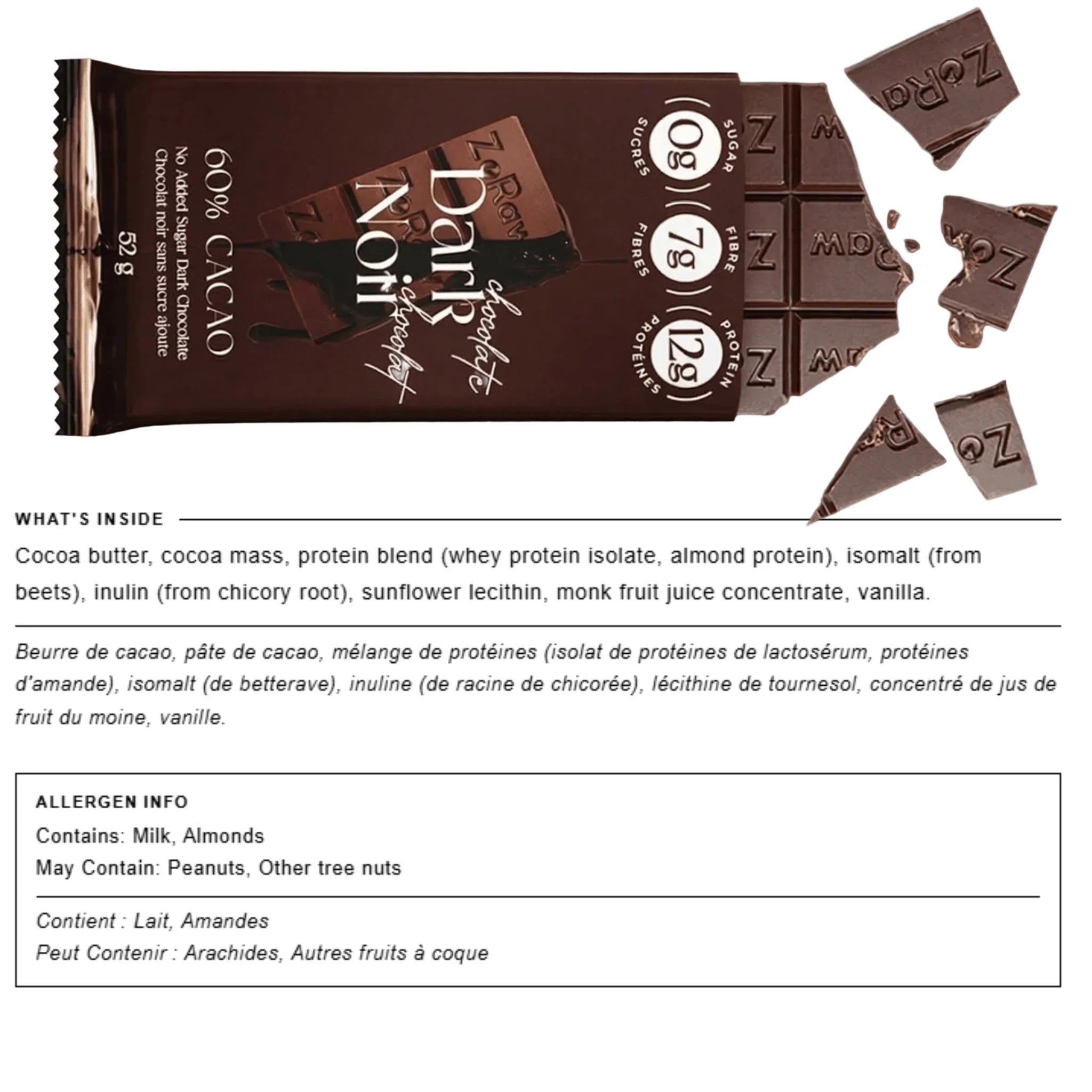 ZoRaw Protein Dark Chocolate 52g