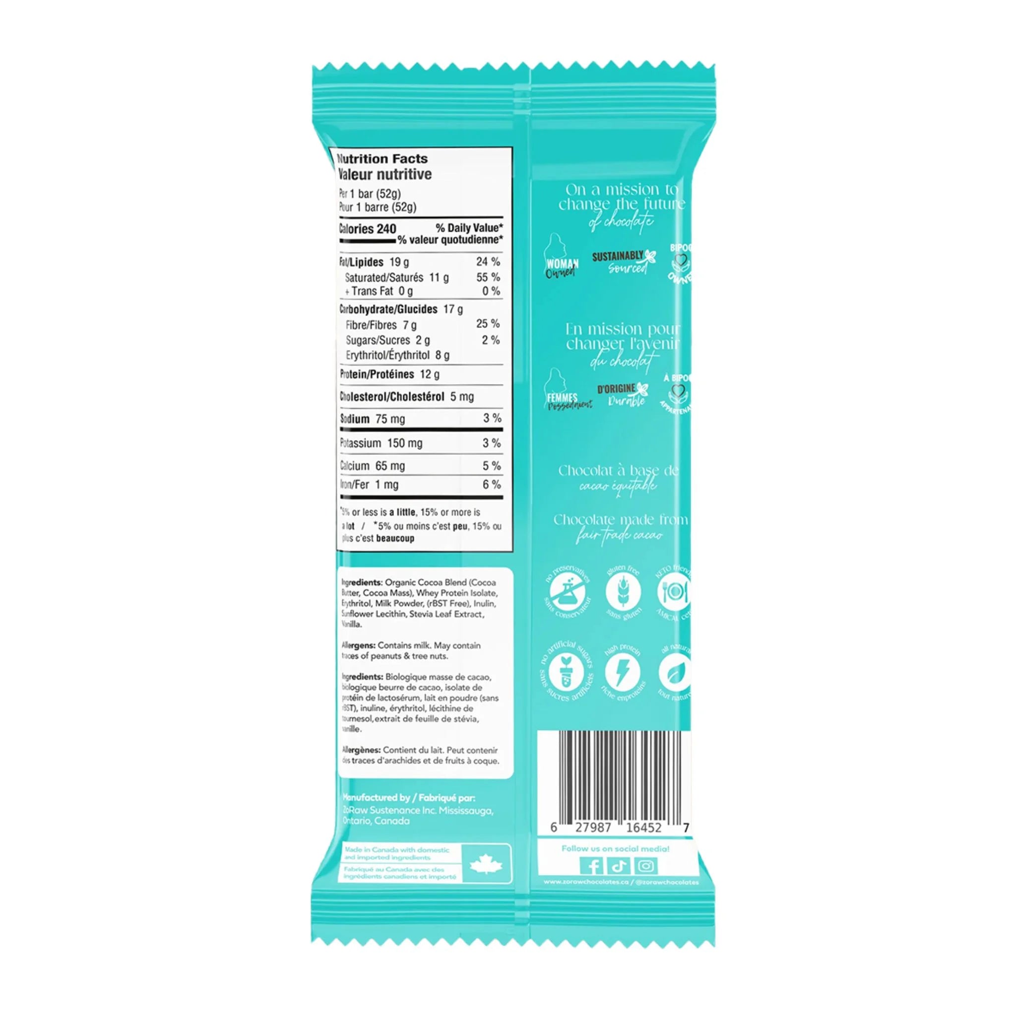ZoRaw Protein Milk Chocolate 52g
