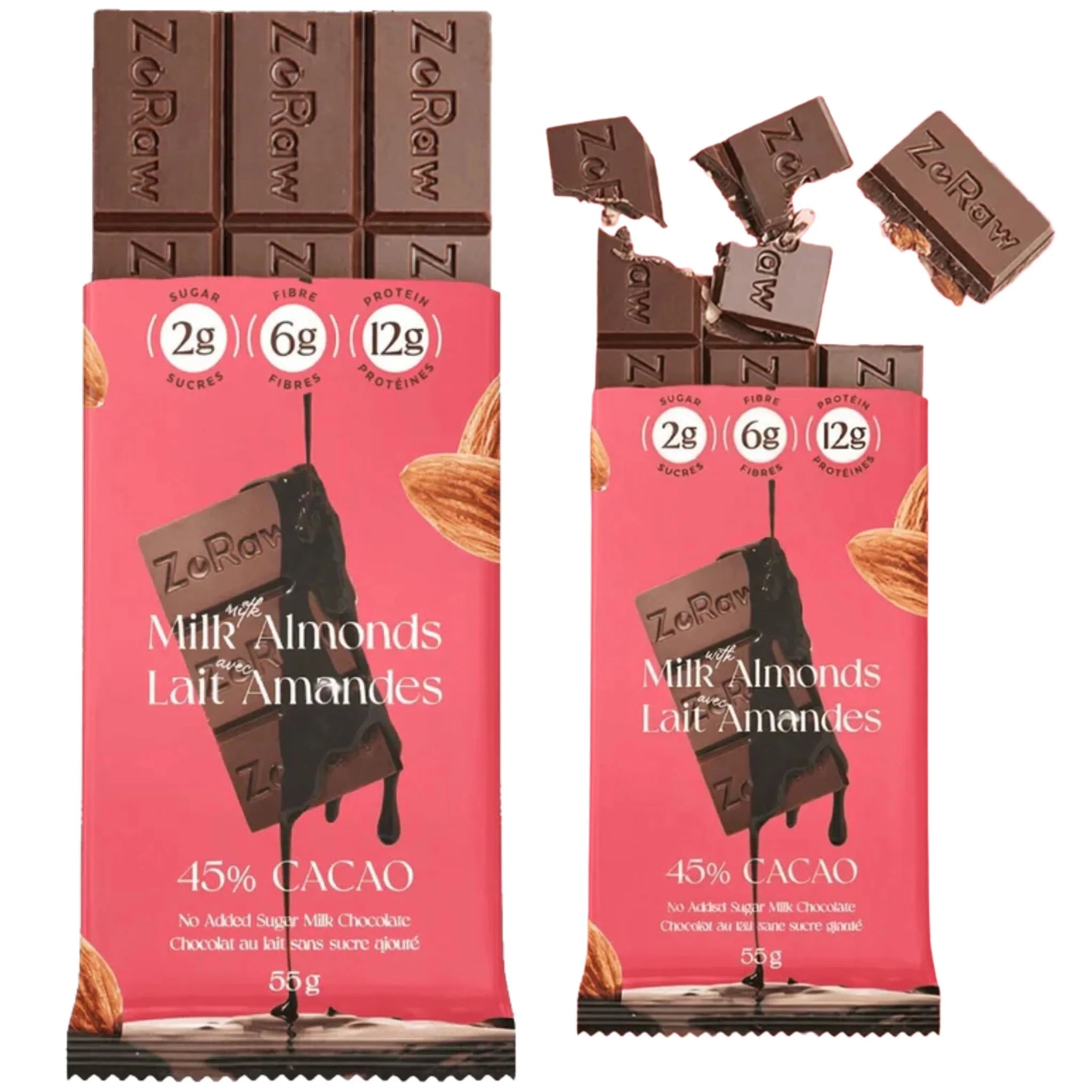 ZoRaw Protein Milk Chocolate Almond 55g