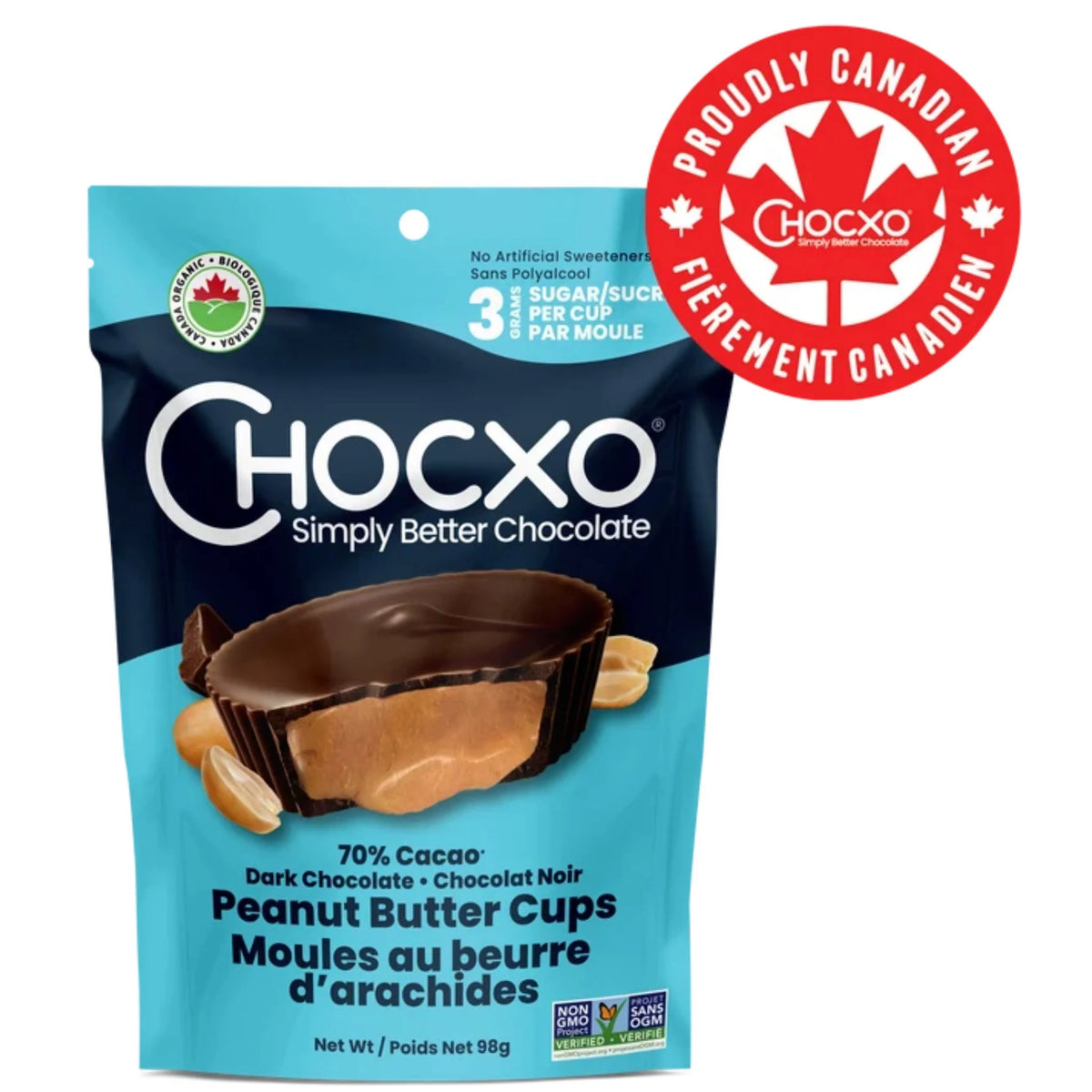 Chocxo Dark Chocolate Peanut Butter Cups 98g