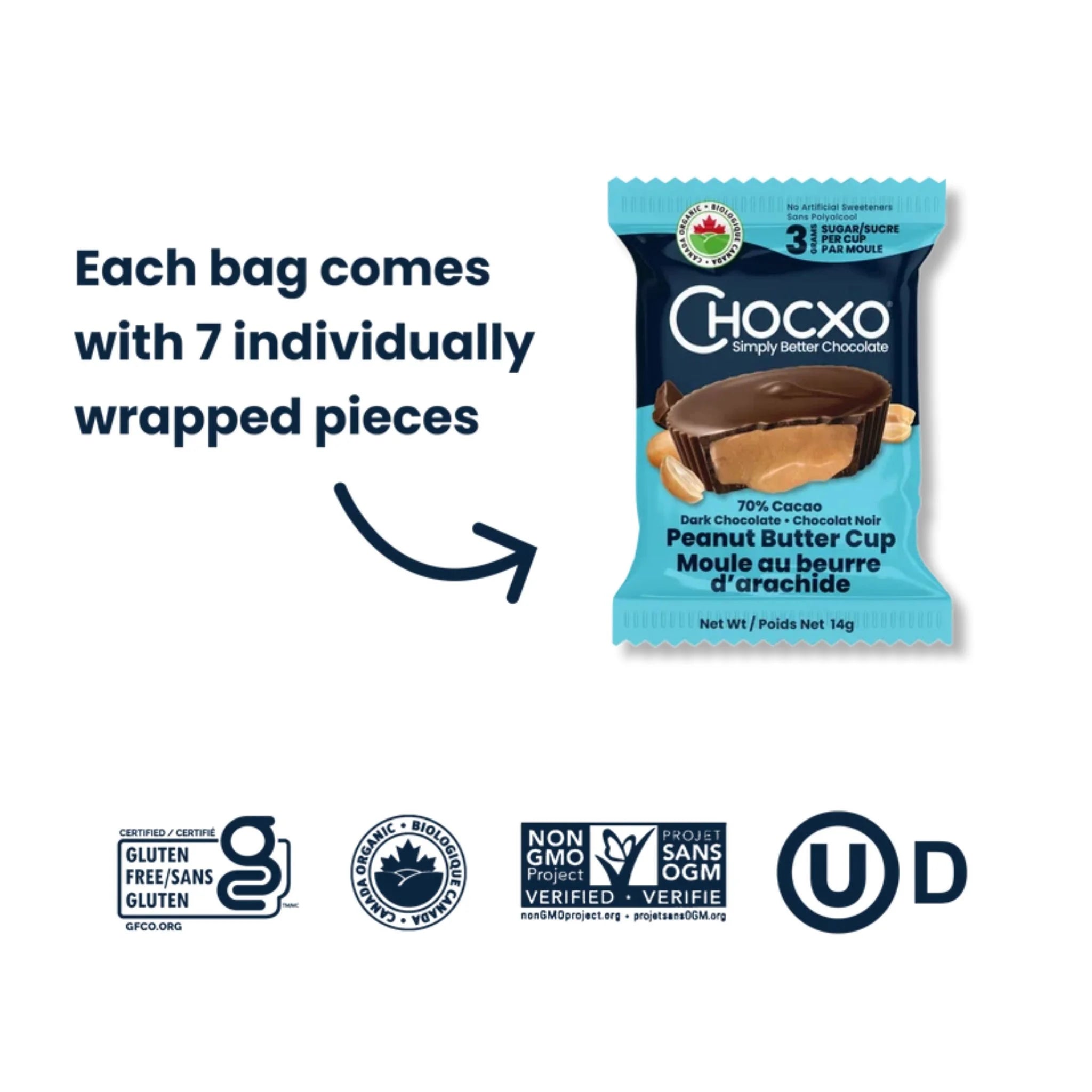 Chocxo Dark Chocolate Peanut Butter Cups 98g