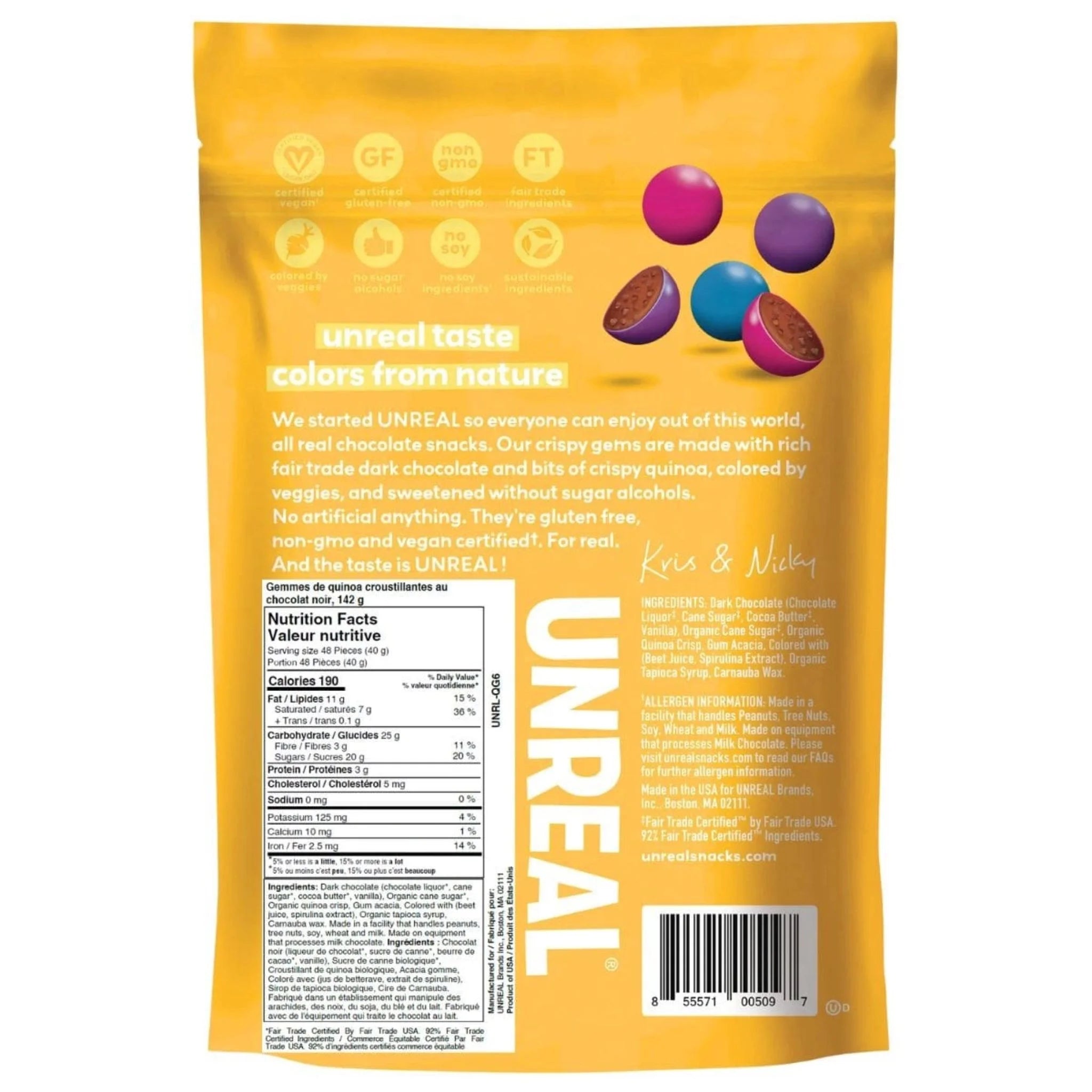 Unreal Dark Chocolate Crispy Quinoa Gems 142g