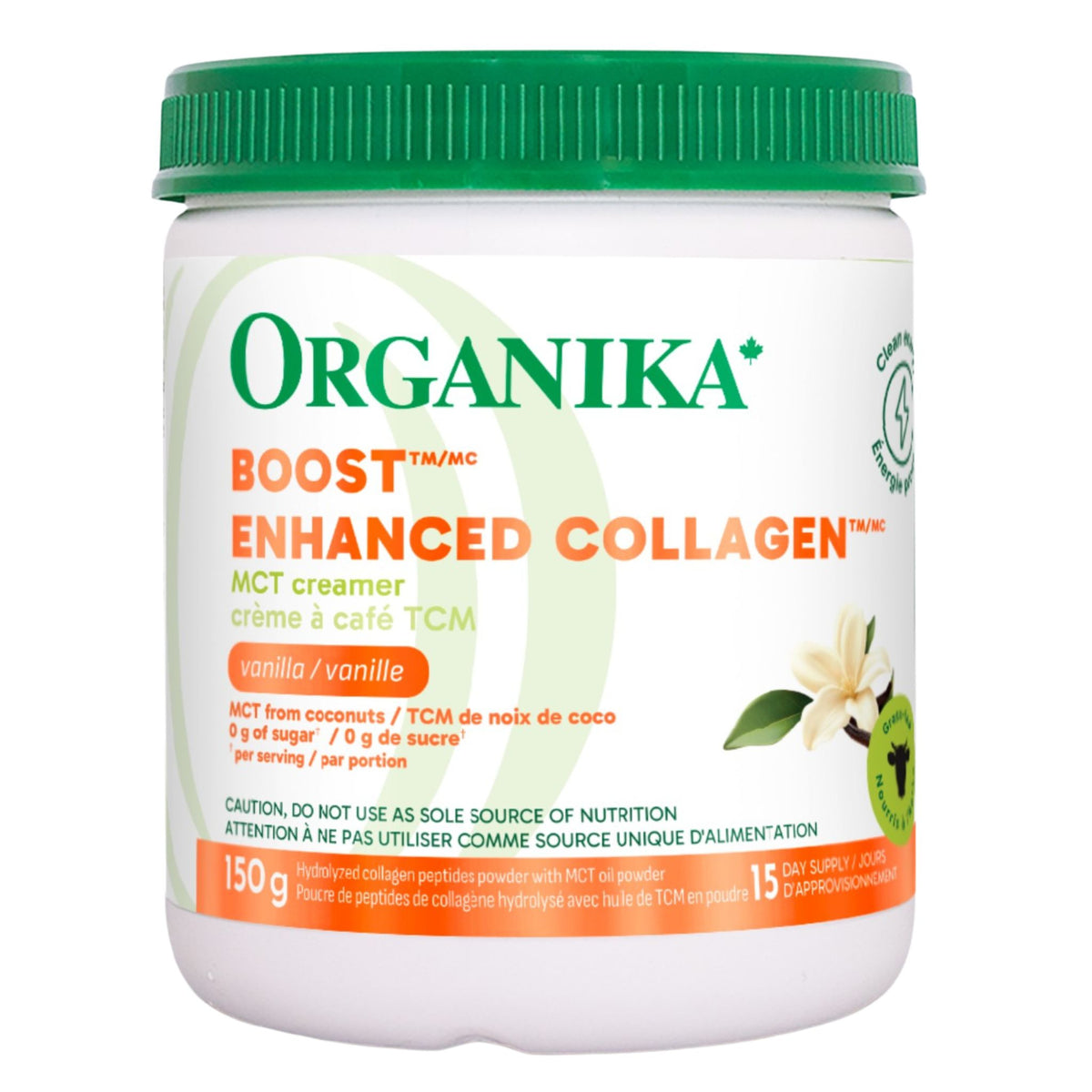 Organika Collagen Boost with MCT Oil Vanilla 150g - Nature's Source Inc