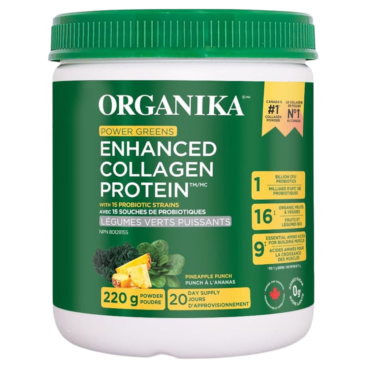 Organika Enhanced Collagen Power Greens 220g - Nature's Source Inc
