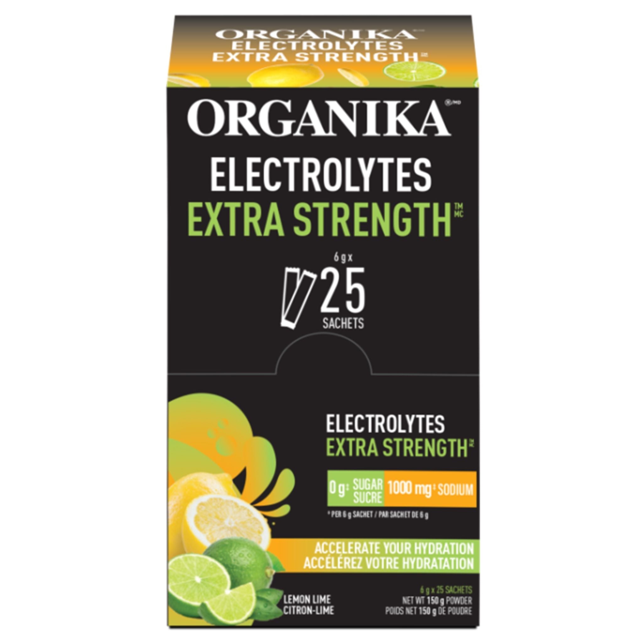 Organika X - Strength Ele Sachetsrolytes Lemon Lime 25 Sachets - Nature's Source Inc