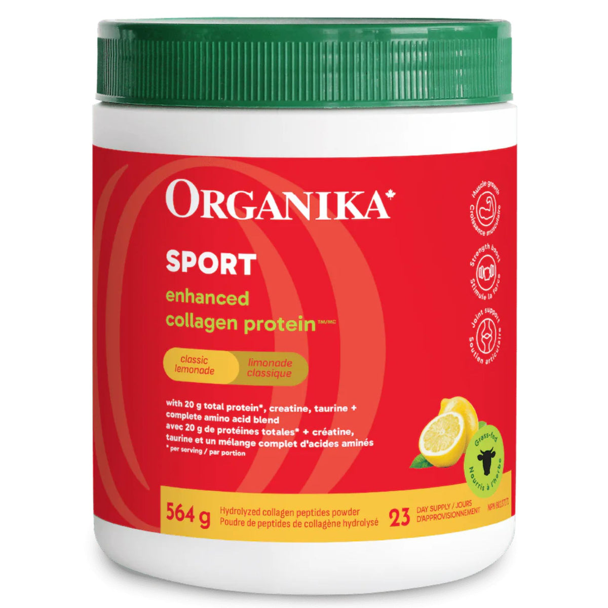 Organika Enhanced Collagen Sport Lemon 564g - Nature's Source Inc