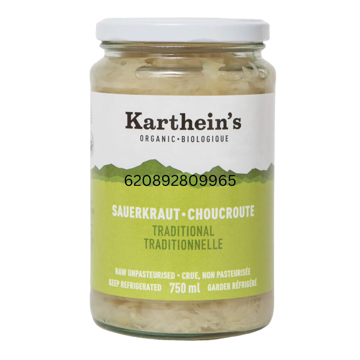 Karthein's Organic Traditional Sauerkraut 375ml - Traditional Probiotic Bacteria, Unpasteurized Organic Raw Cultured Ready-To-Eat Superfood