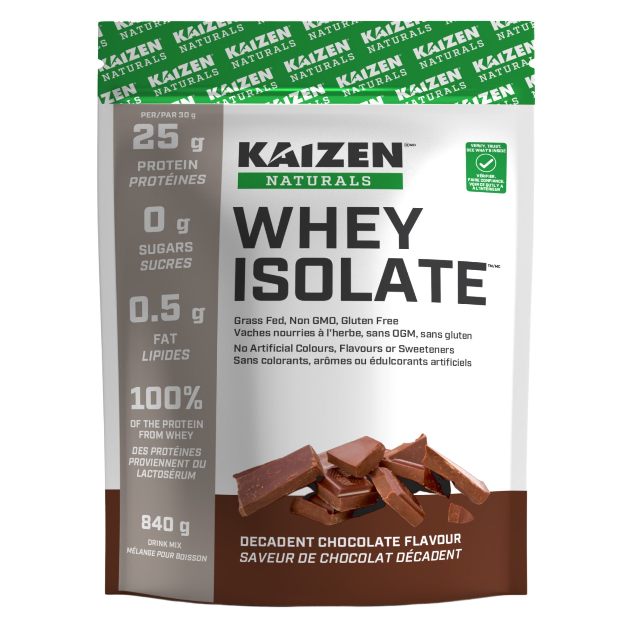 Kaizen Naturals Whey Isolate Chocolate 840g - Nature's Source Inc