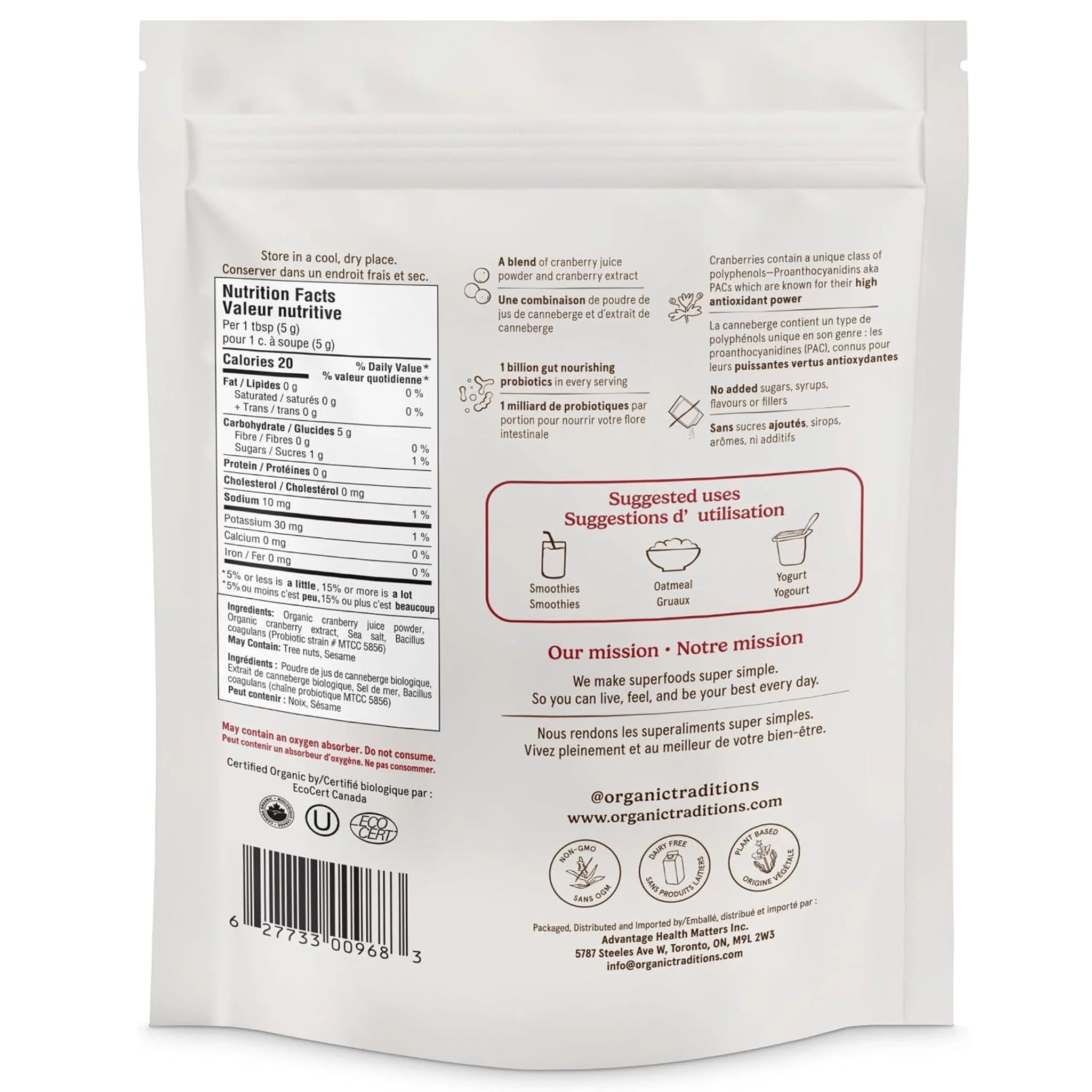 Organic Traditions Daily Cranberry + 100g