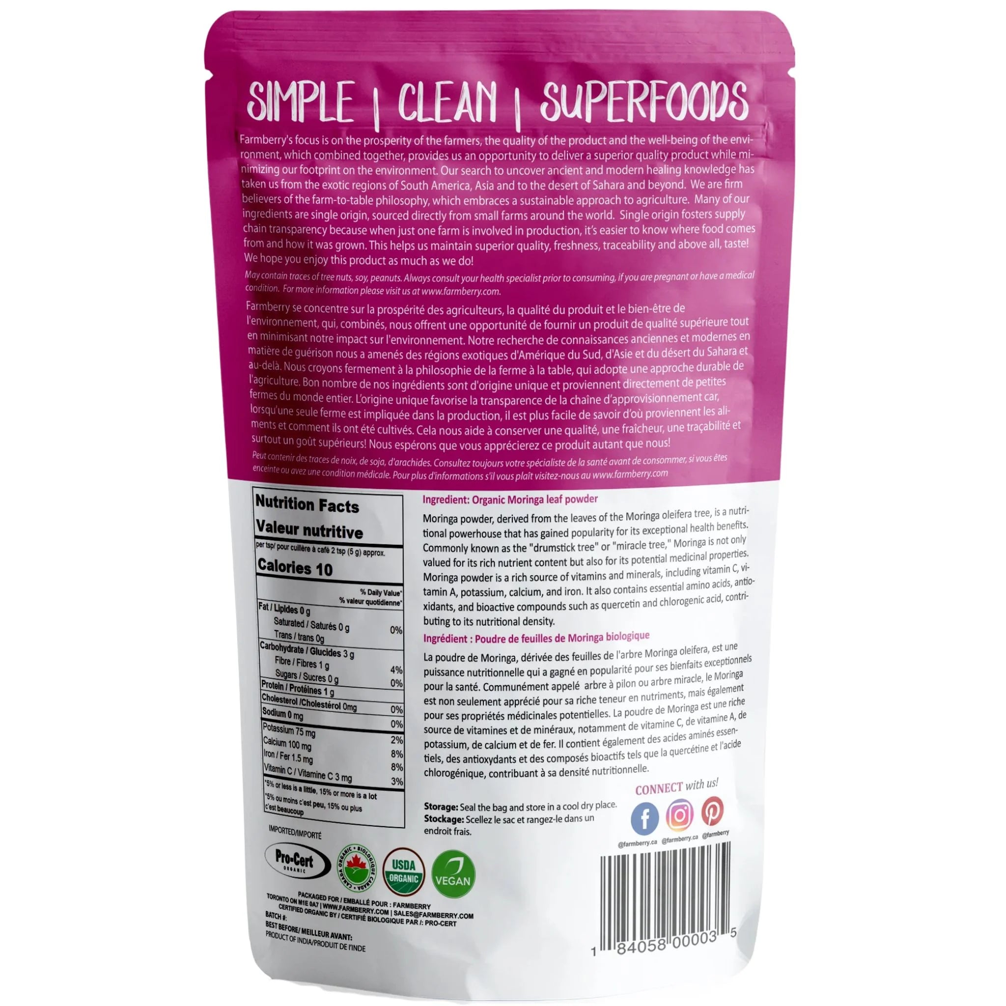 Farmberry Organic Moringa Leaf Powder 230g