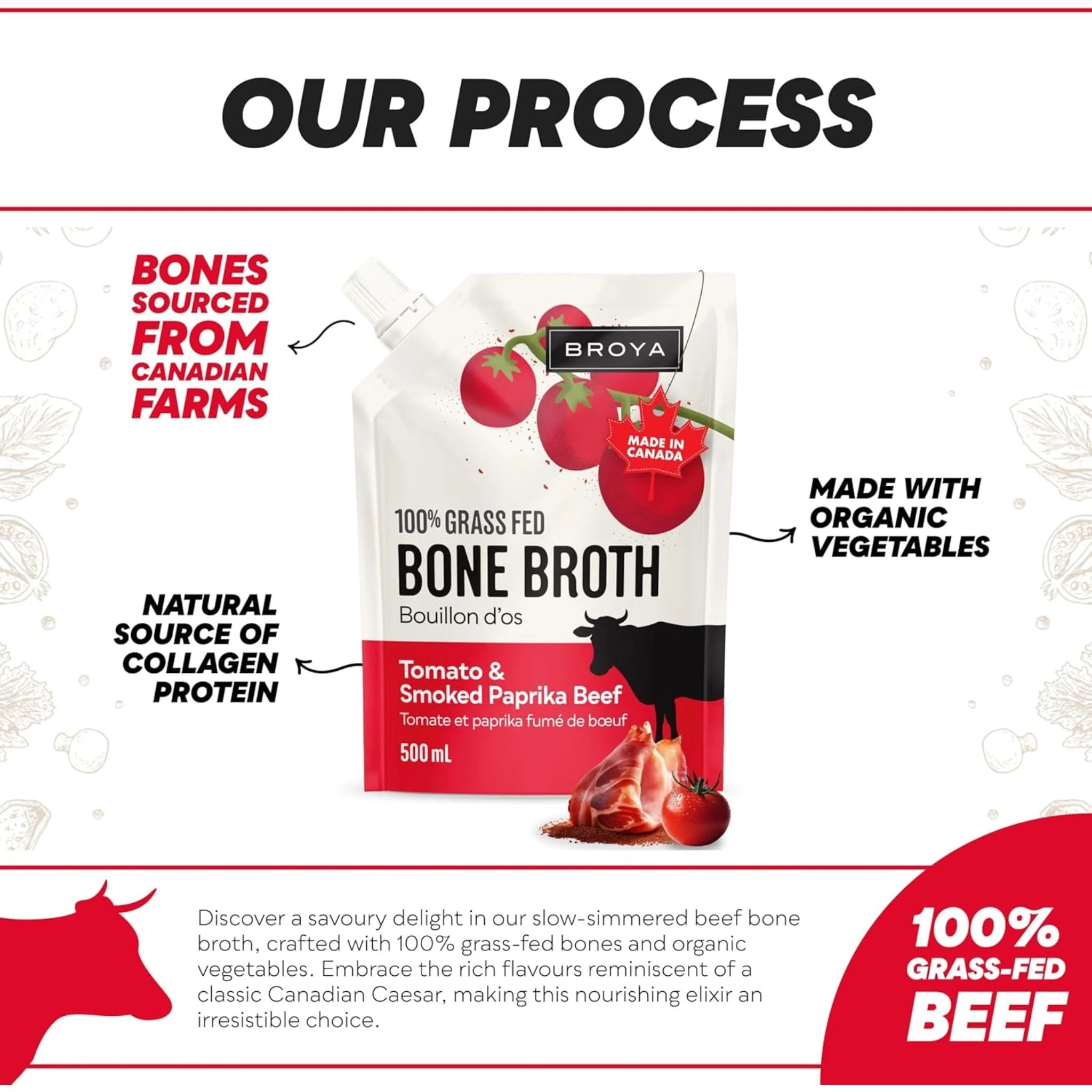Broya Bone Broth Beef Tomato & Paprika 500ml