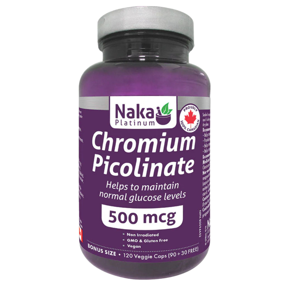 Naka Chromium Picolinate 500mcg 120 Veggie Caps - Nature's Source Inc