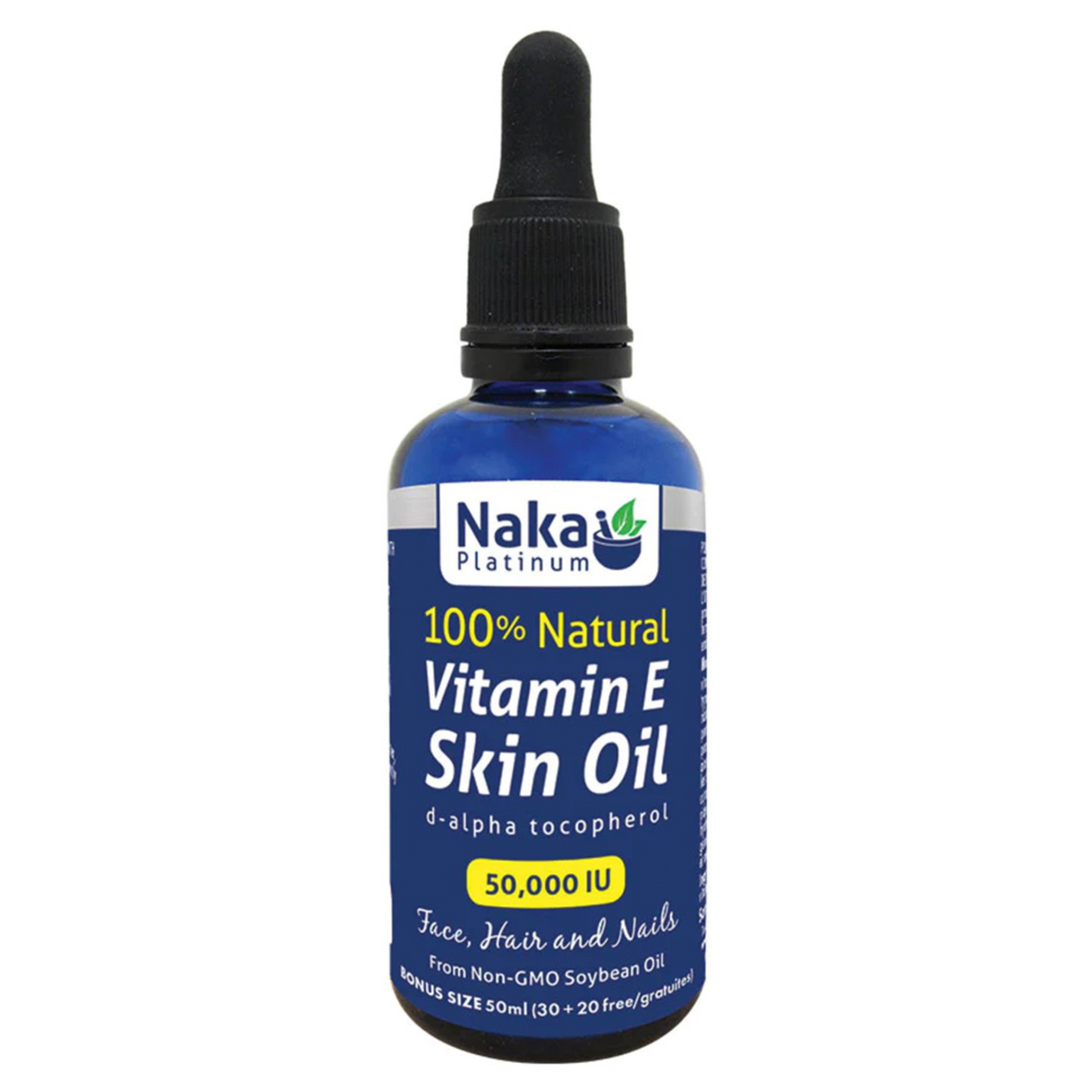 Naka Platinum Vitamin E Skin Oil 50ml - Reduces Fine Lines, Wrinkles, Scars, and Imperfections, Moisturizes Skin, Hair, and Nails, Rich in Antioxidants