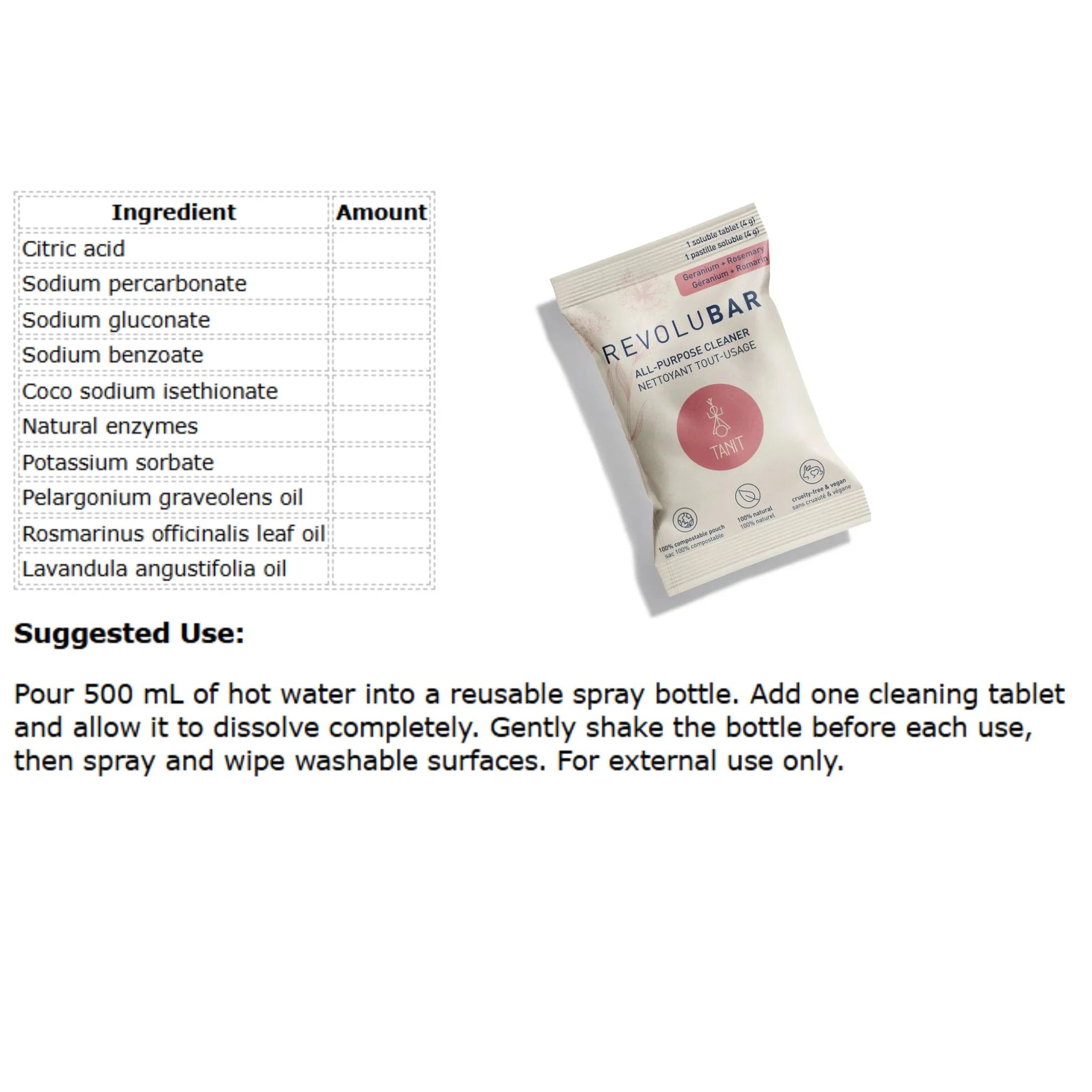 Tanit All-Purp Cleaner Geranium & Rosemary Tablet