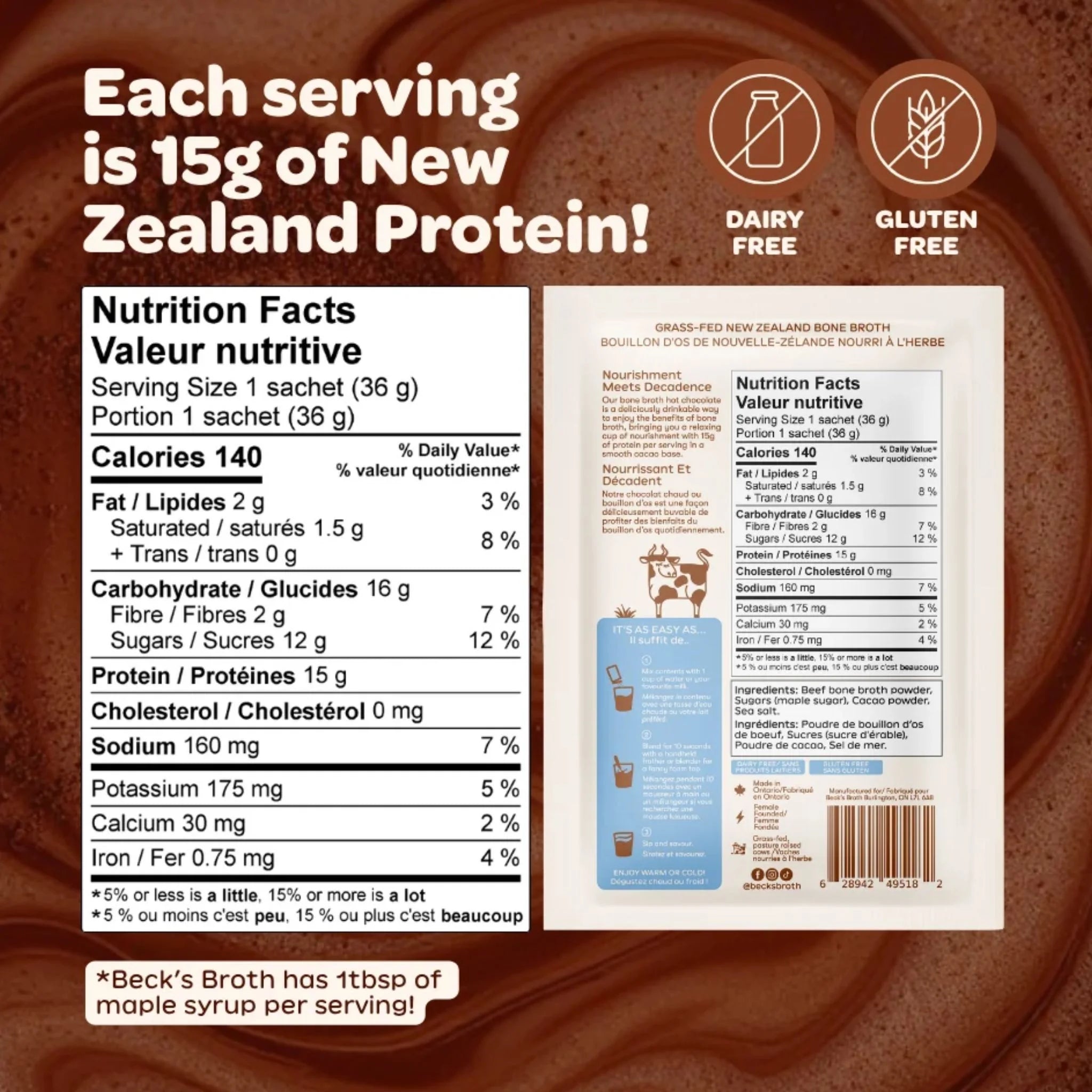 Beck's Broth Protein Hot Chocolate 36g