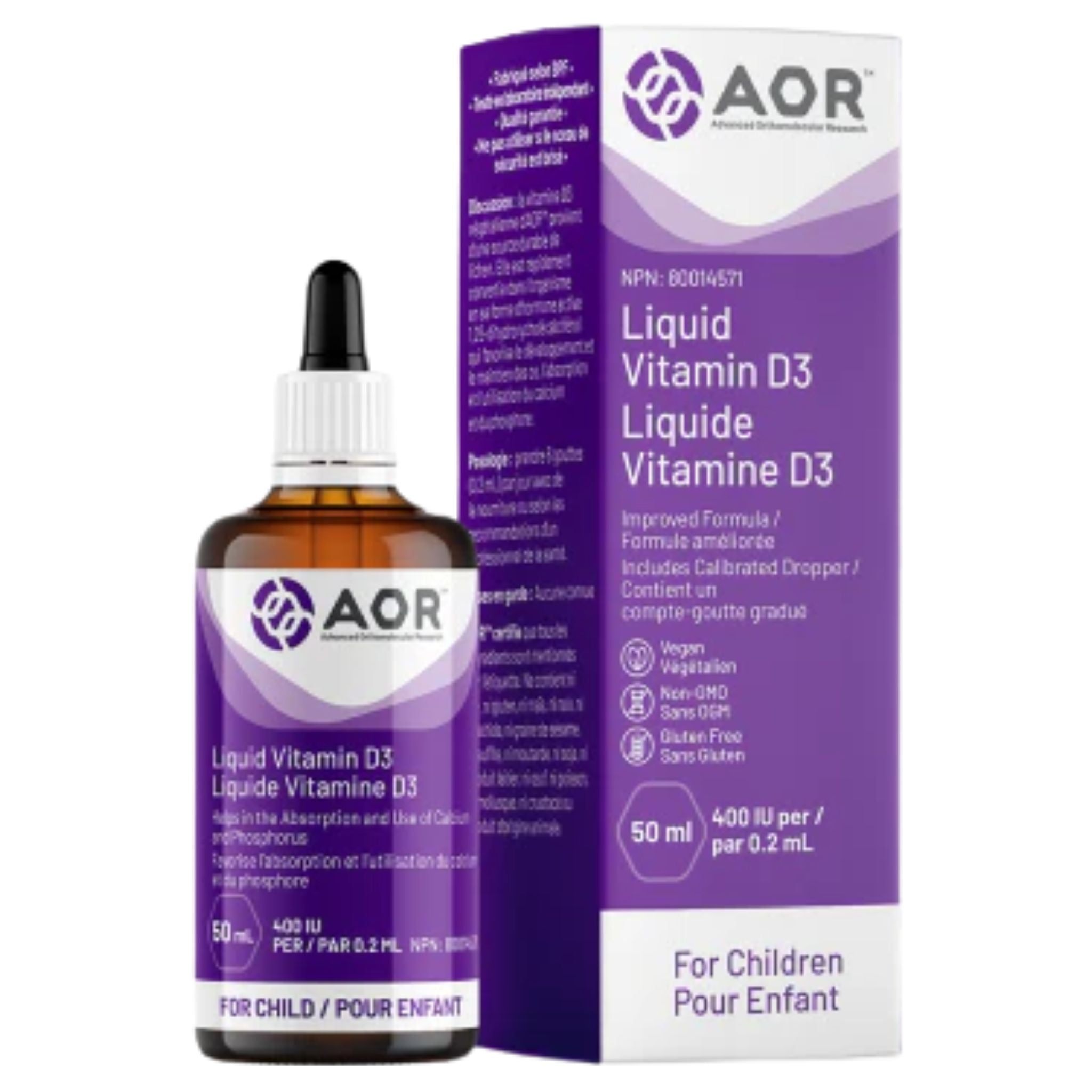AOR Vitamin D3 Liquid For Children 50ml - Nature's Source Inc