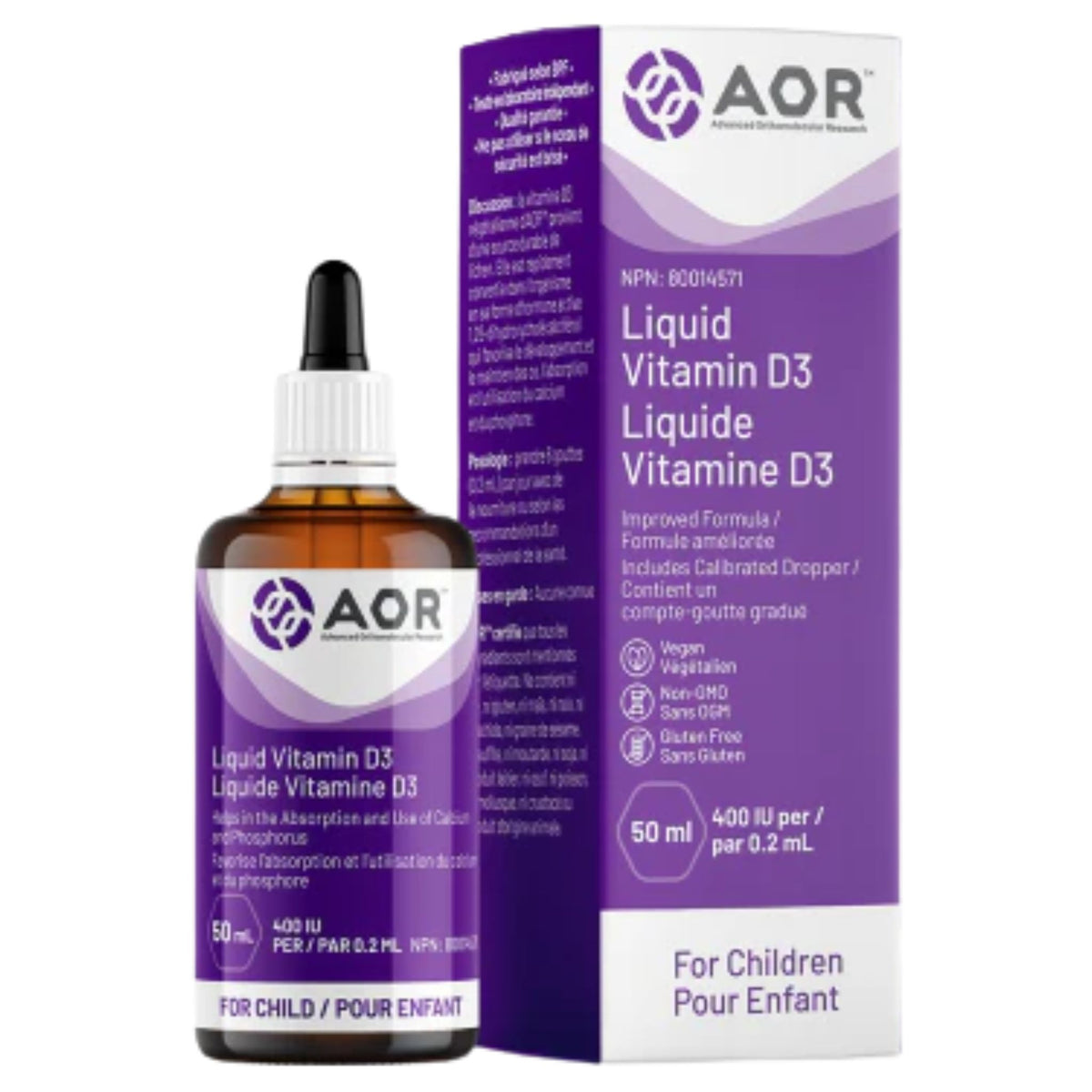 AOR Vitamin D3 Liquid For Children 50ml - Nature's Source Inc