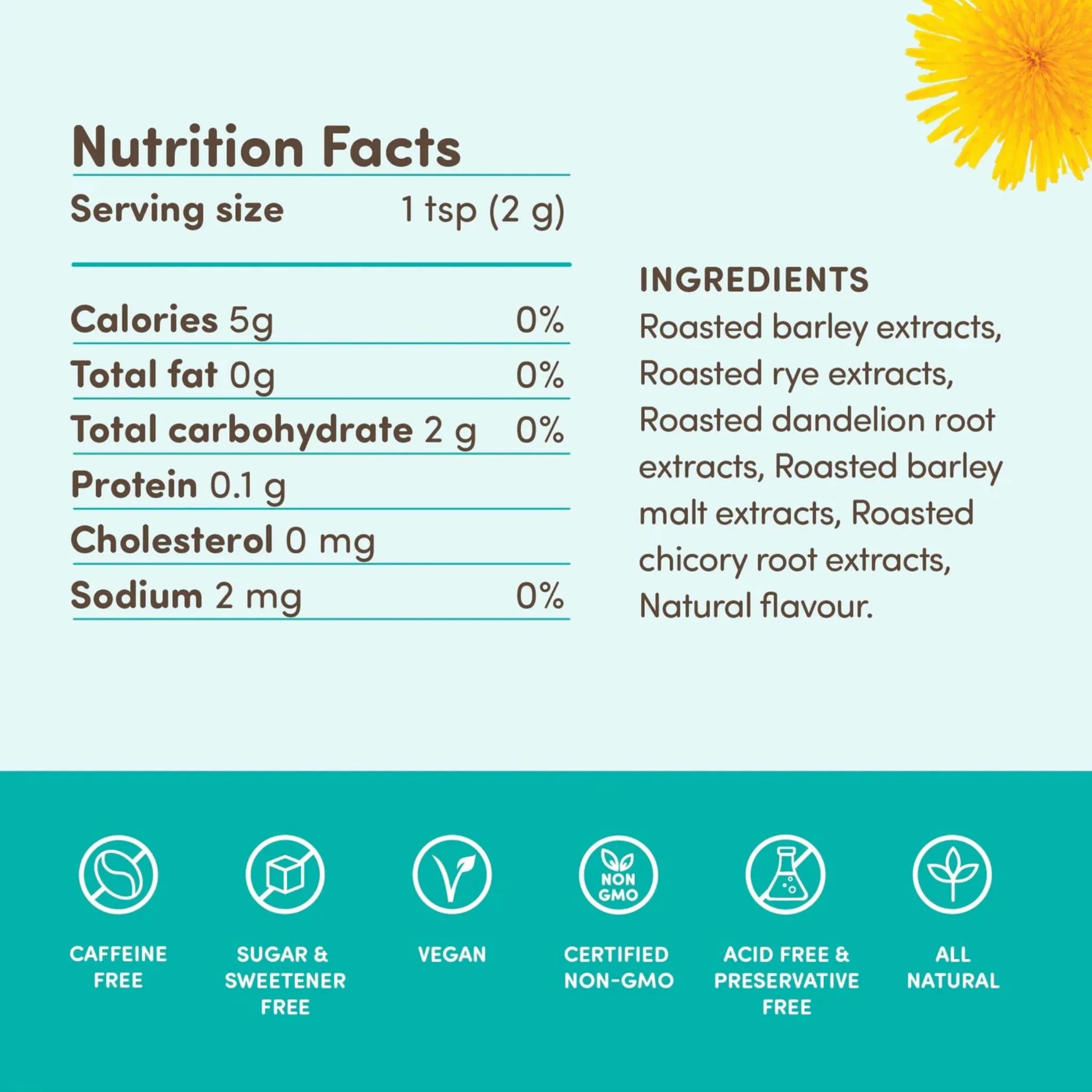 Nummy Creations Instant Herbal Coffee Alternative, Original 150g