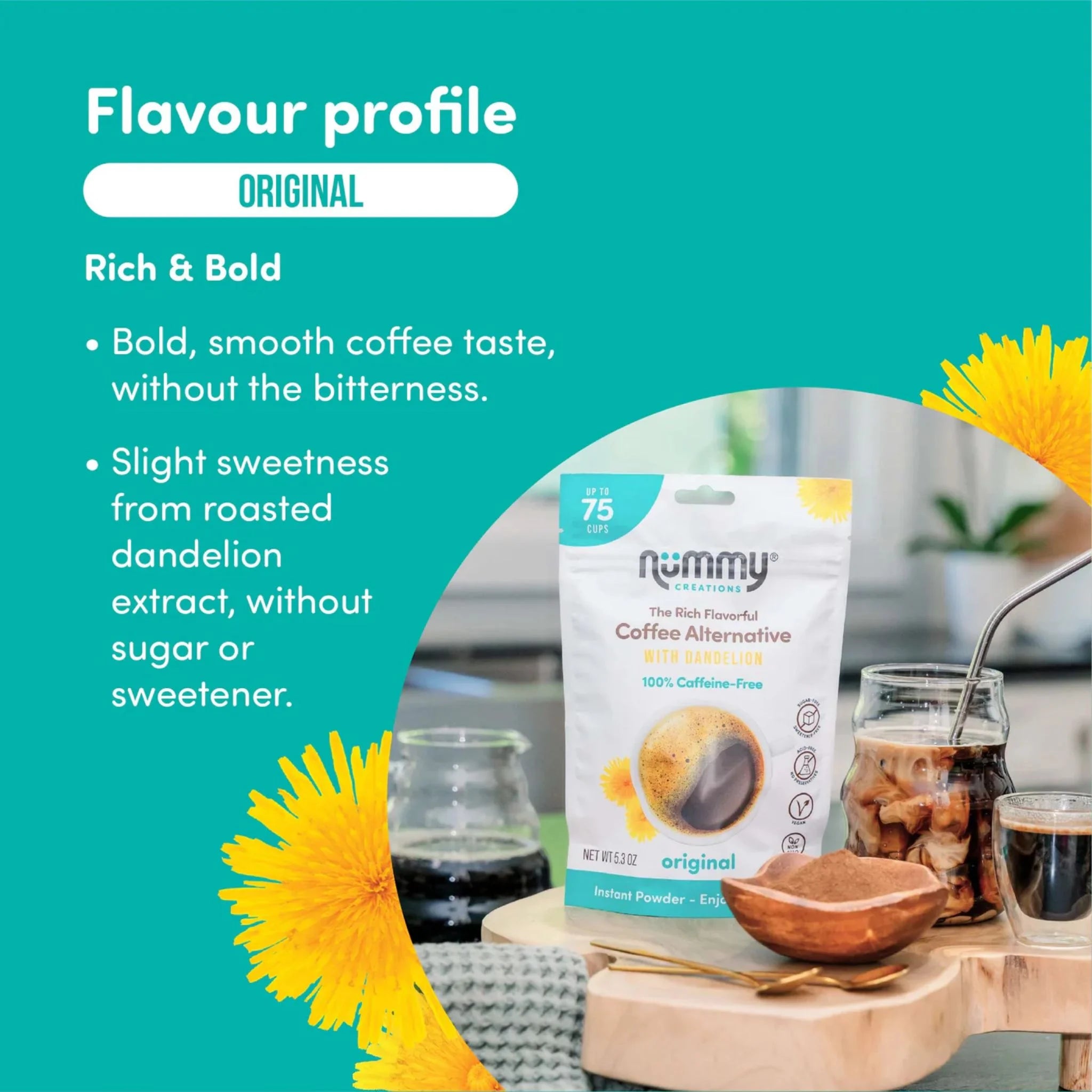 Nummy Creations Instant Herbal Coffee Alternative, Original 150g